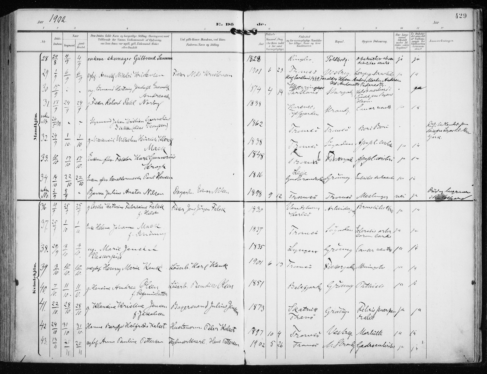 Tromsø sokneprestkontor/stiftsprosti/domprosti, SATØ/S-1343/G/Ga/L0016kirke: Parish register (official) no. 16, 1899-1906, p. 429