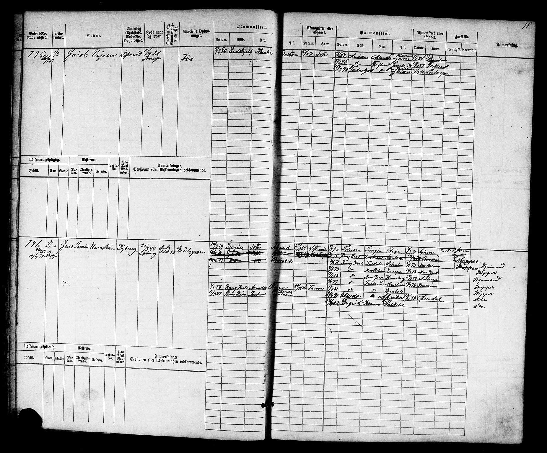 Tvedestrand mønstringskrets, AV/SAK-2031-0011/F/Fb/L0016: Hovedrulle nr 767-1532, U-32, 1869-1910, p. 16