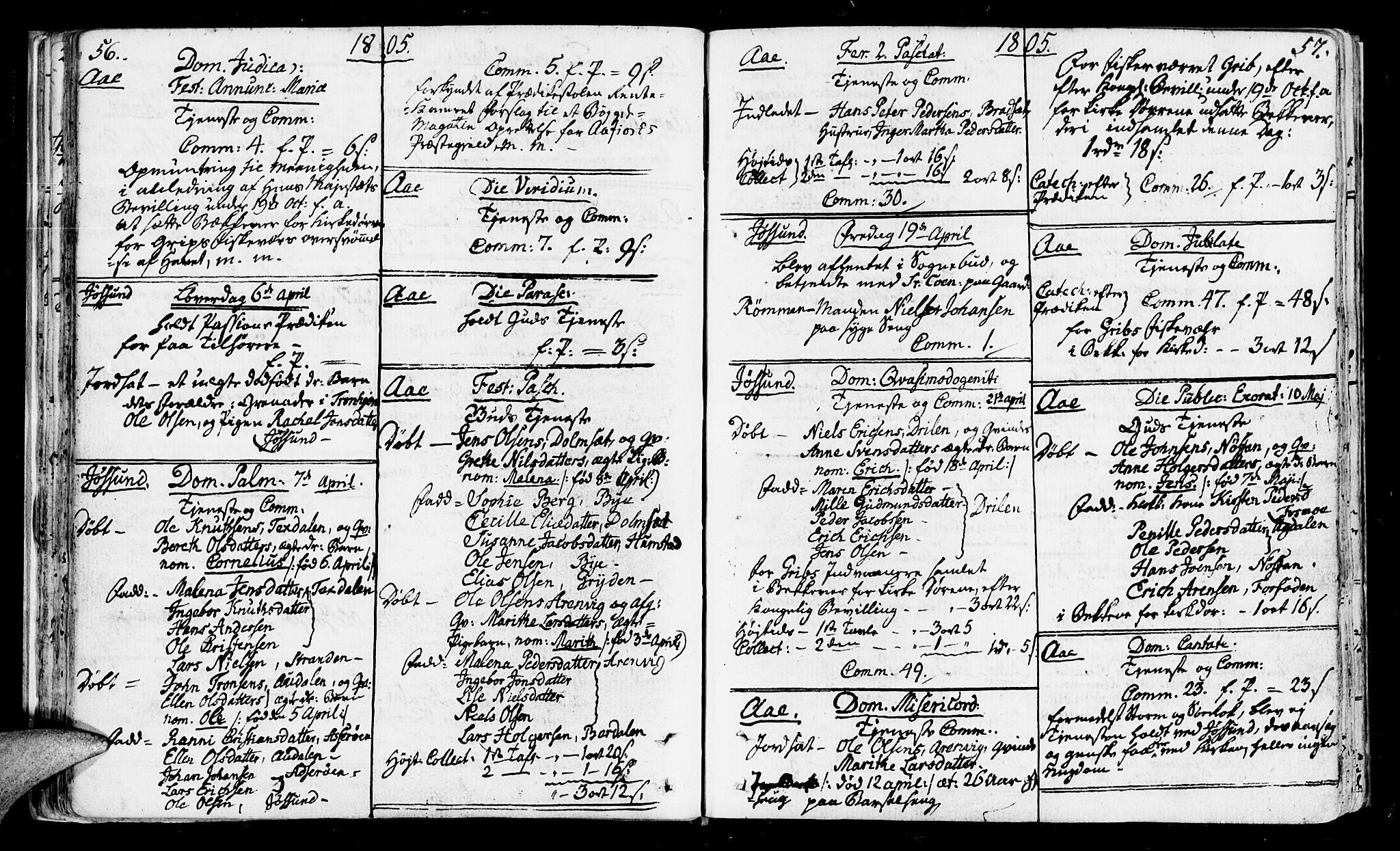 Ministerialprotokoller, klokkerbøker og fødselsregistre - Sør-Trøndelag, SAT/A-1456/655/L0674: Parish register (official) no. 655A03, 1802-1826, p. 56-57