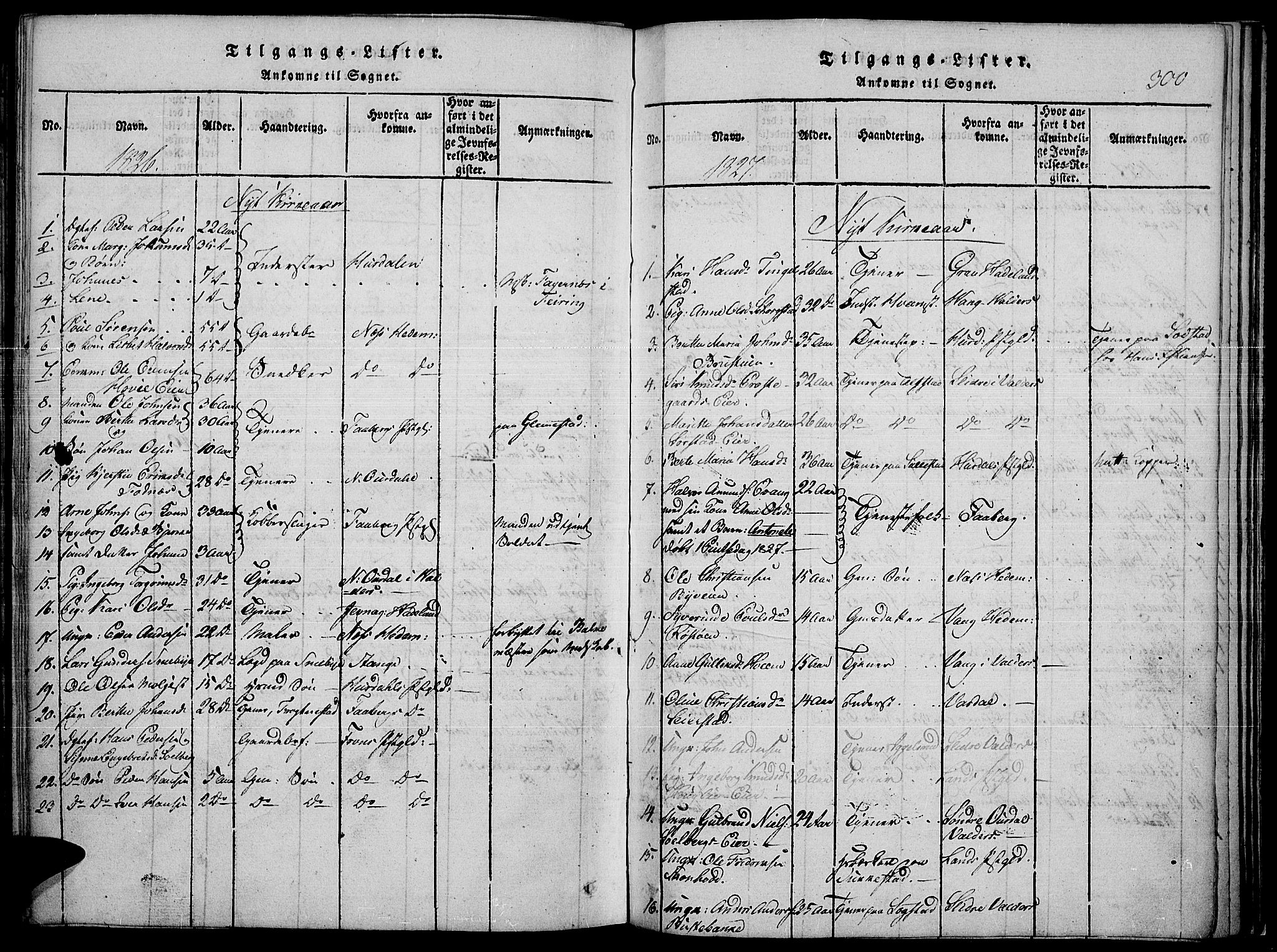 Toten prestekontor, SAH/PREST-102/H/Ha/Haa/L0010: Parish register (official) no. 10, 1820-1828, p. 300