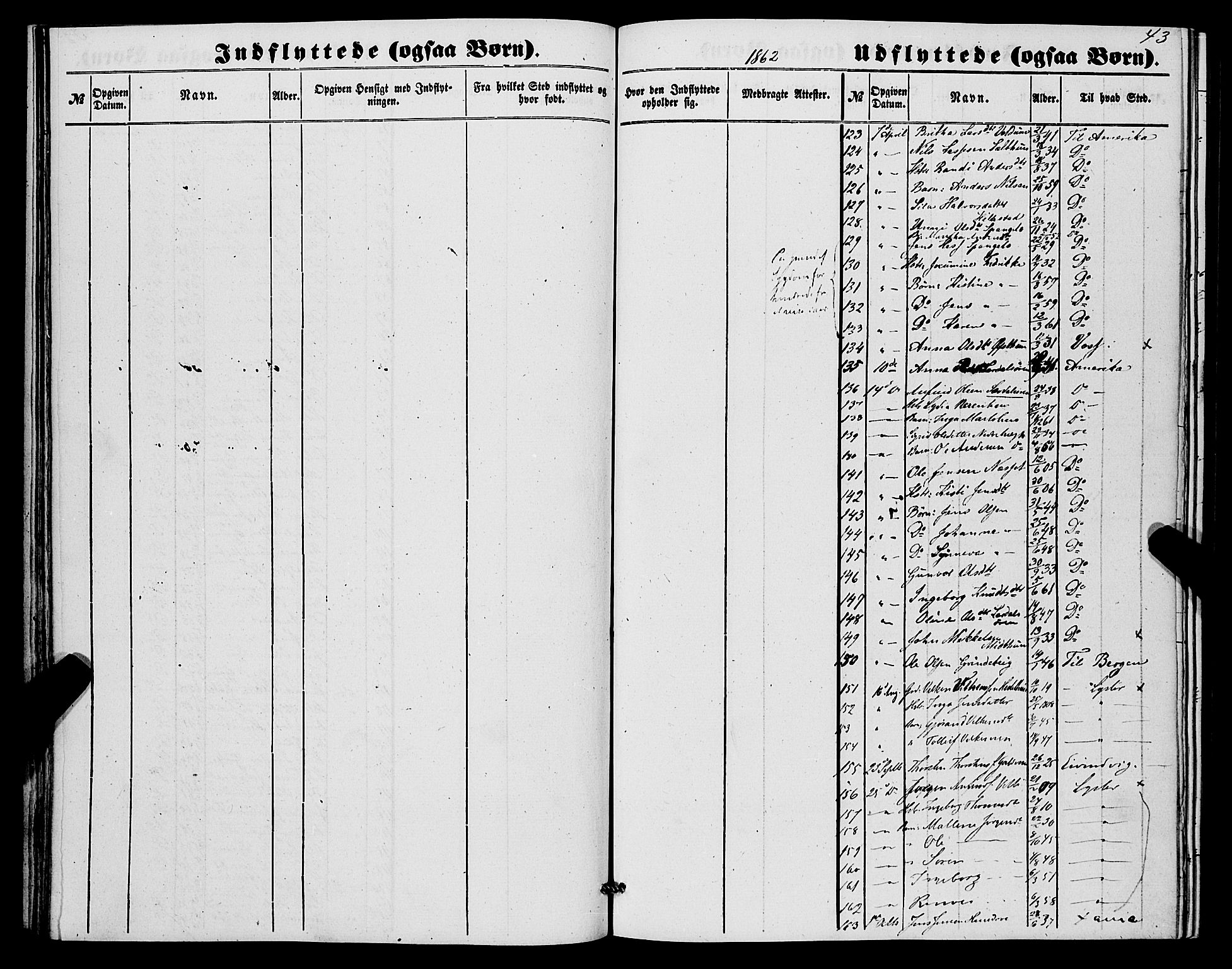 Lærdal sokneprestembete, SAB/A-81201: Parish register (official) no. A 17, 1851-1877, p. 43