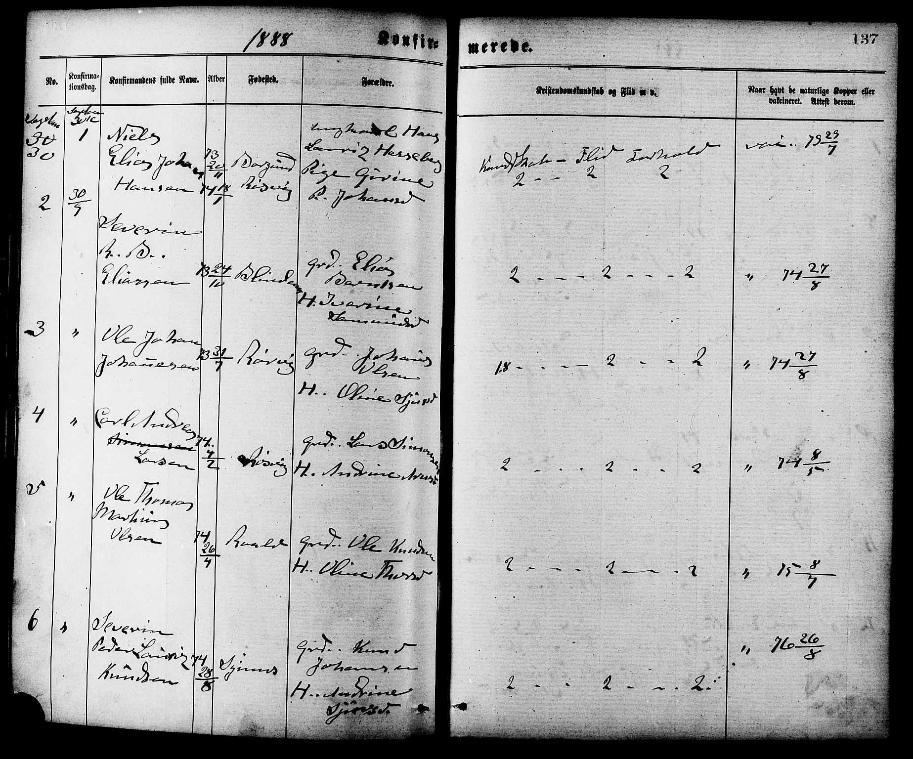 Ministerialprotokoller, klokkerbøker og fødselsregistre - Møre og Romsdal, SAT/A-1454/537/L0519: Parish register (official) no. 537A03, 1876-1889, p. 137