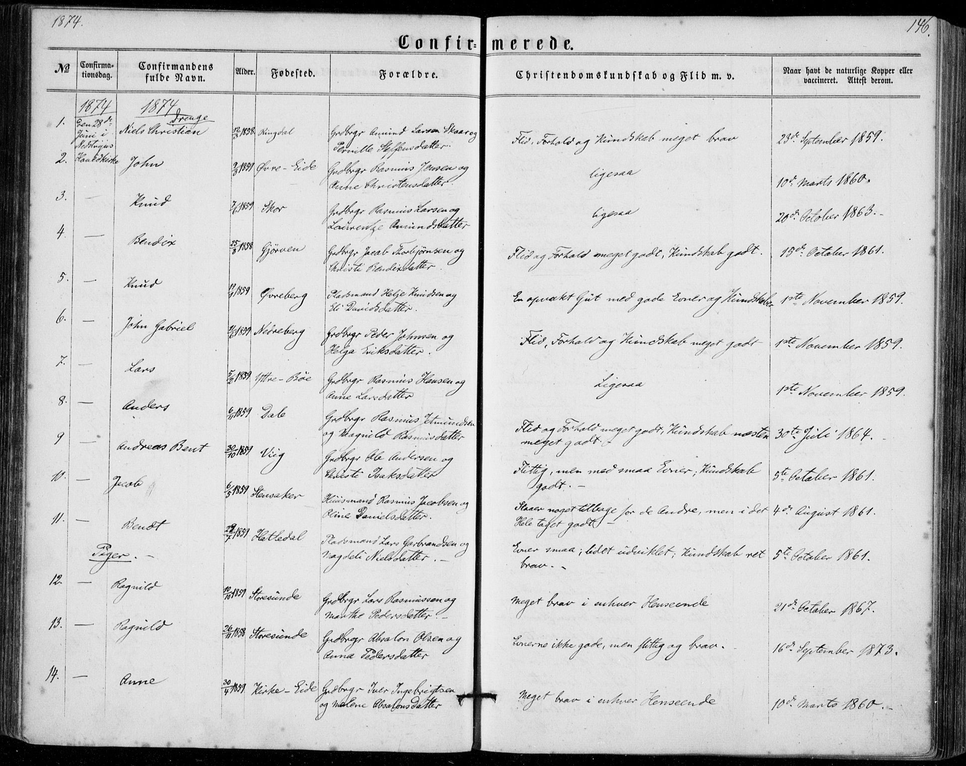 Stryn Sokneprestembete, AV/SAB-A-82501: Parish register (official) no. A 3, 1862-1877, p. 146