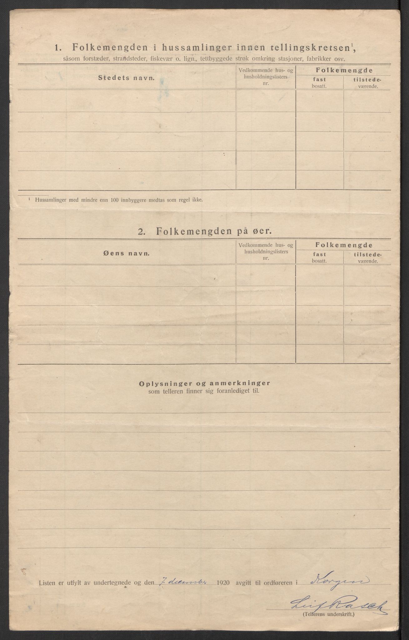 SAT, 1920 census for Korgen, 1920, p. 23