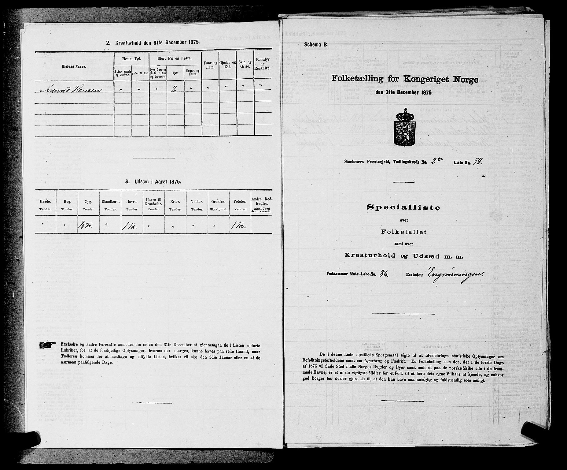 SAKO, 1875 census for 0629P Sandsvær, 1875, p. 348