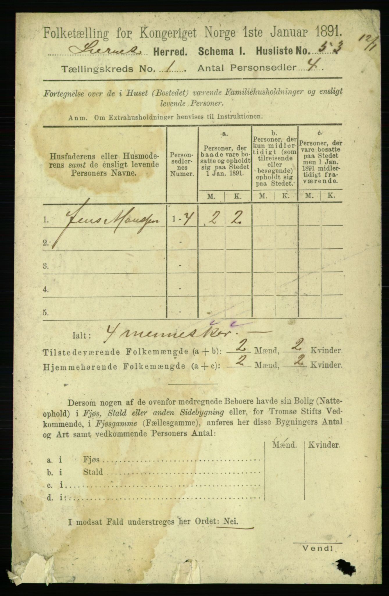 RA, 1891 census for 1737 Lierne, 1891, p. 68