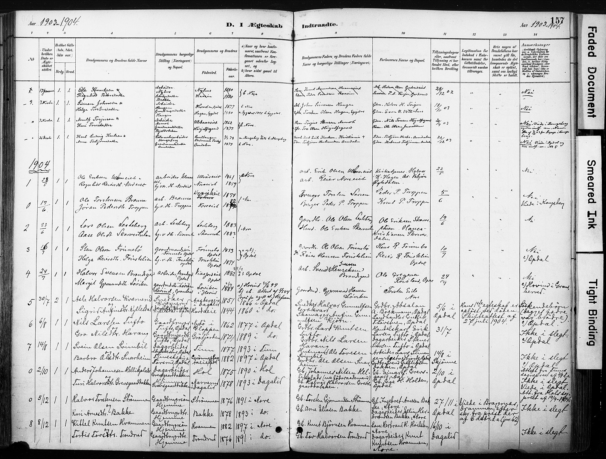 Nore kirkebøker, SAKO/A-238/F/Fb/L0002: Parish register (official) no. II 2, 1886-1906, p. 157