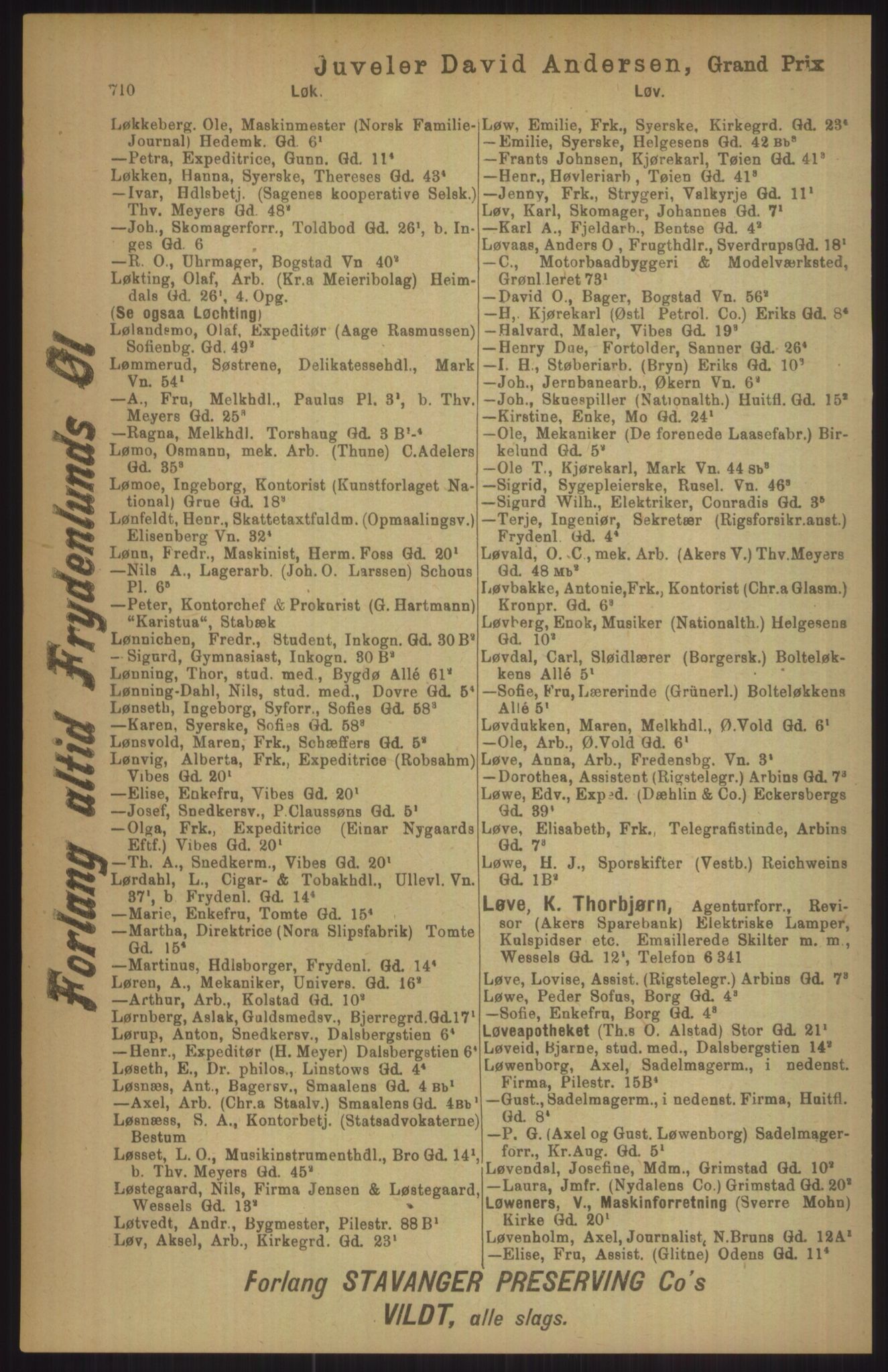 Kristiania/Oslo adressebok, PUBL/-, 1911, p. 710