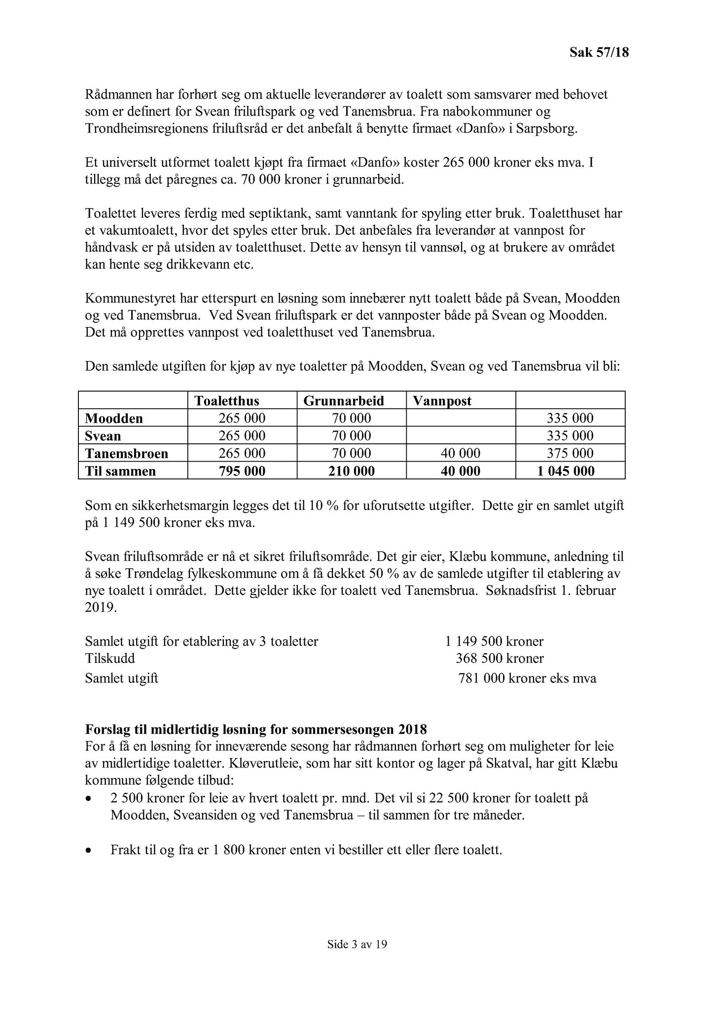 Klæbu Kommune, TRKO/KK/02-FS/L011: Formannsskapet - Møtedokumenter, 2018, p. 1539