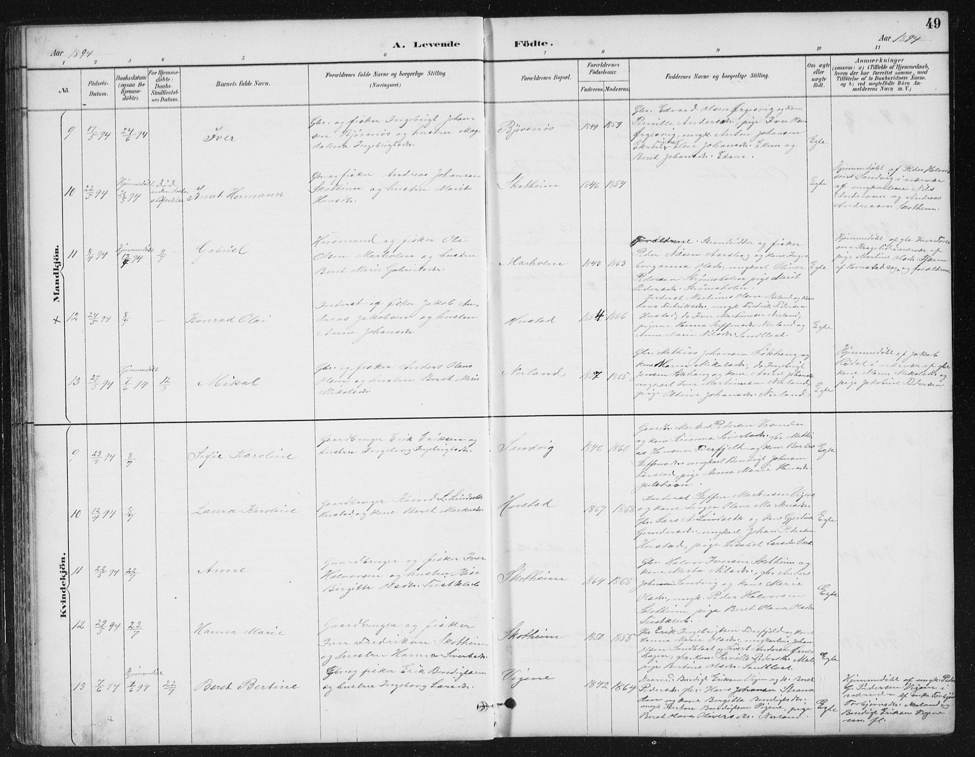 Ministerialprotokoller, klokkerbøker og fødselsregistre - Møre og Romsdal, AV/SAT-A-1454/567/L0783: Parish register (copy) no. 567C03, 1887-1903, p. 49