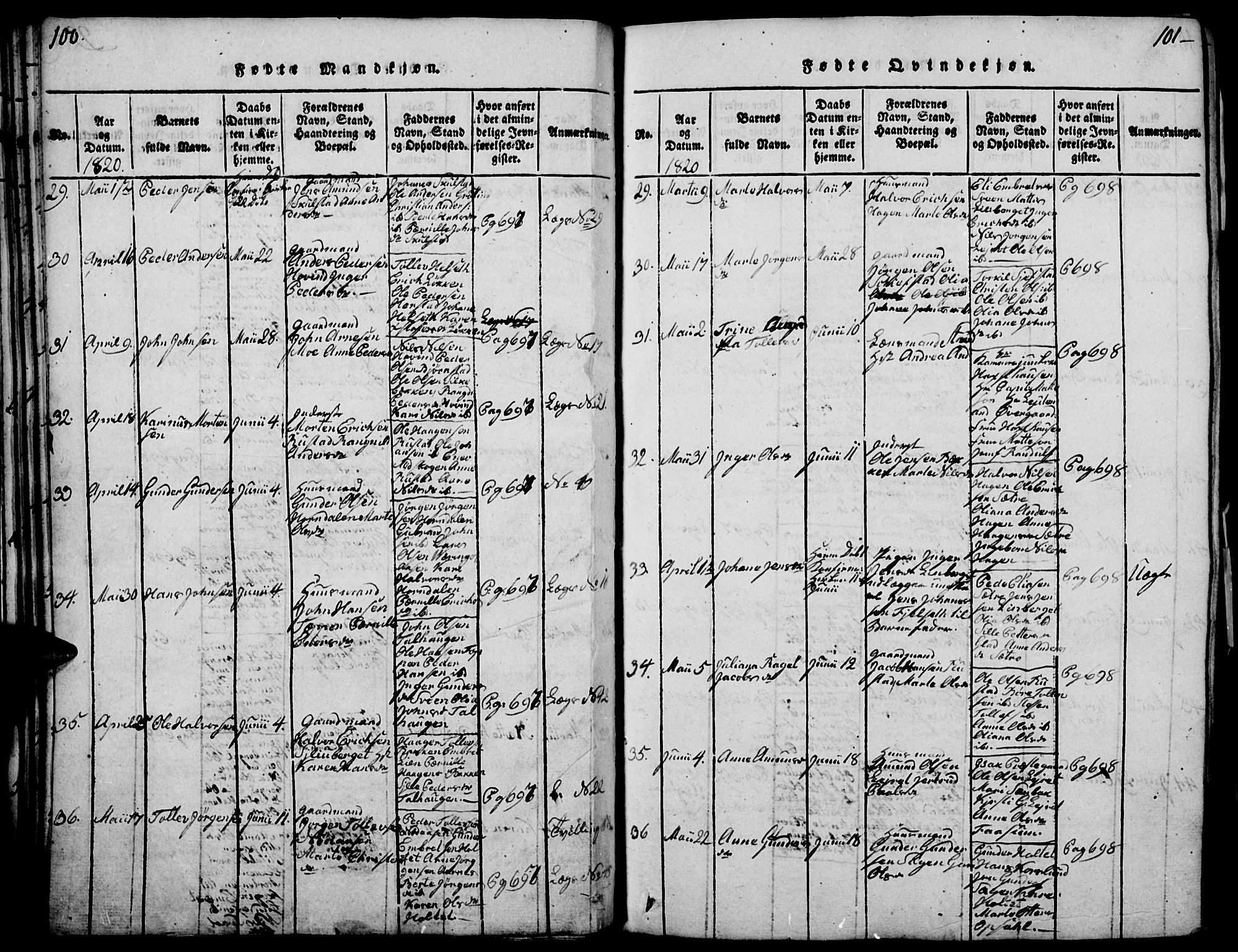 Elverum prestekontor, AV/SAH-PREST-044/H/Ha/Haa/L0007: Parish register (official) no. 7, 1815-1830, p. 100-101