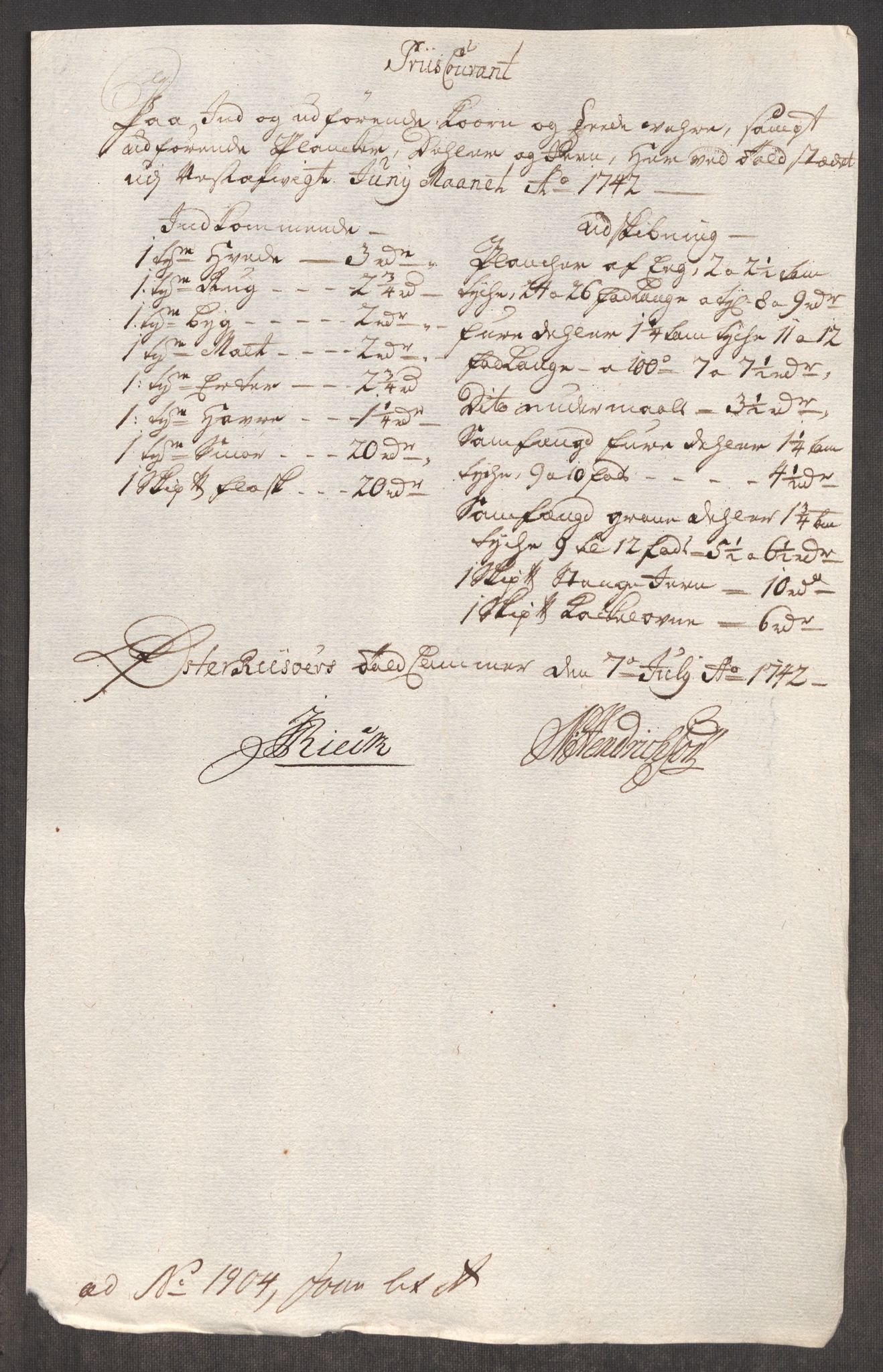 Rentekammeret inntil 1814, Realistisk ordnet avdeling, AV/RA-EA-4070/Oe/L0002: [Ø1]: Priskuranter, 1740-1744, p. 547