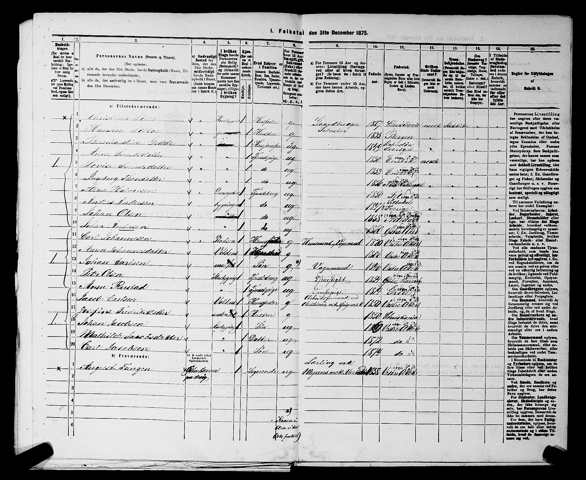 RA, 1875 census for 0218aP Vestre Aker, 1875, p. 1159