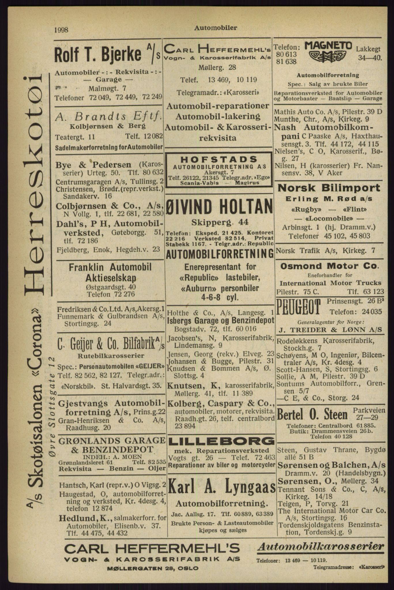 Kristiania/Oslo adressebok, PUBL/-, 1927, p. 1998