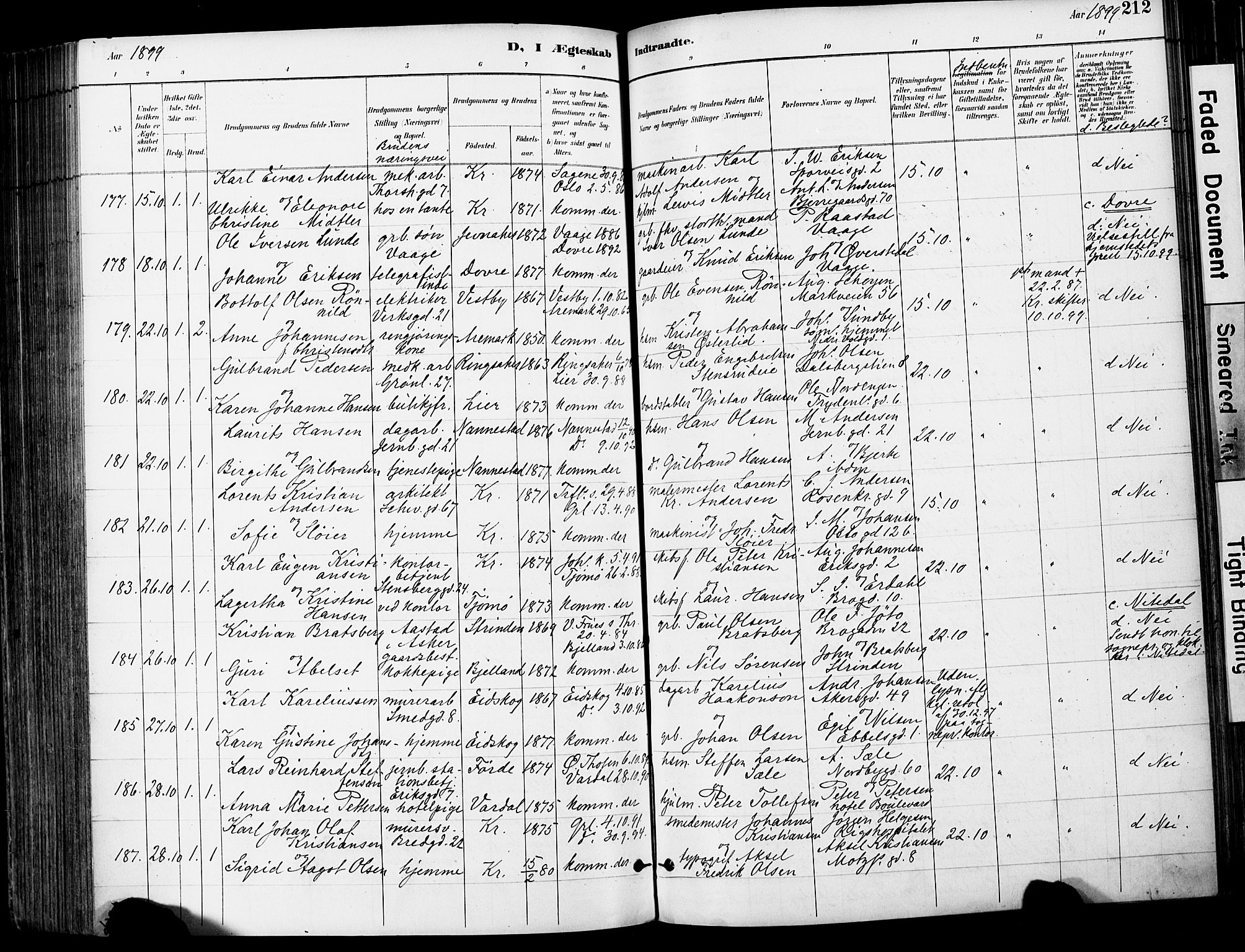 Grønland prestekontor Kirkebøker, AV/SAO-A-10848/F/Fa/L0013: Parish register (official) no. 13, 1887-1906, p. 212