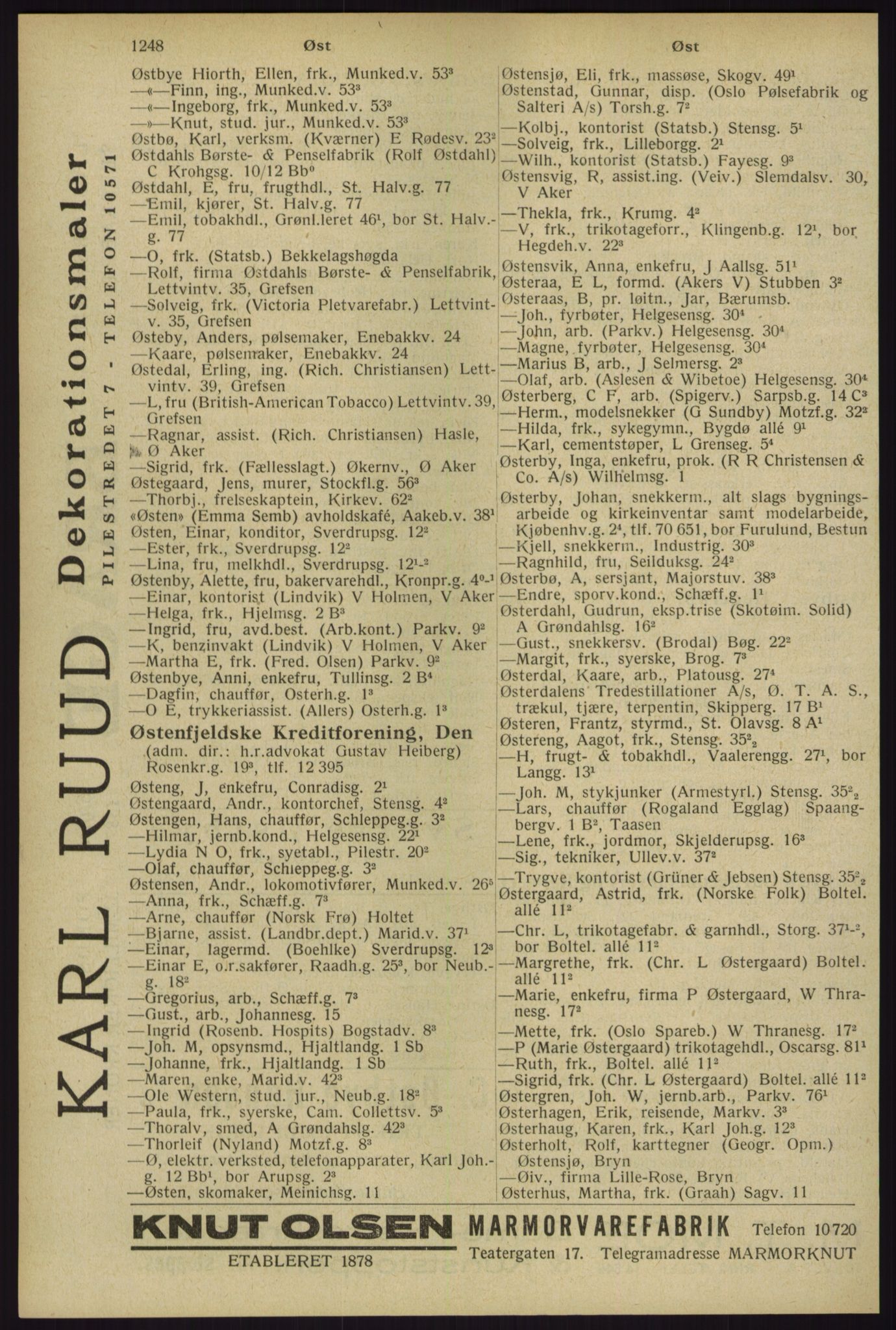 Kristiania/Oslo adressebok, PUBL/-, 1929, p. 1248