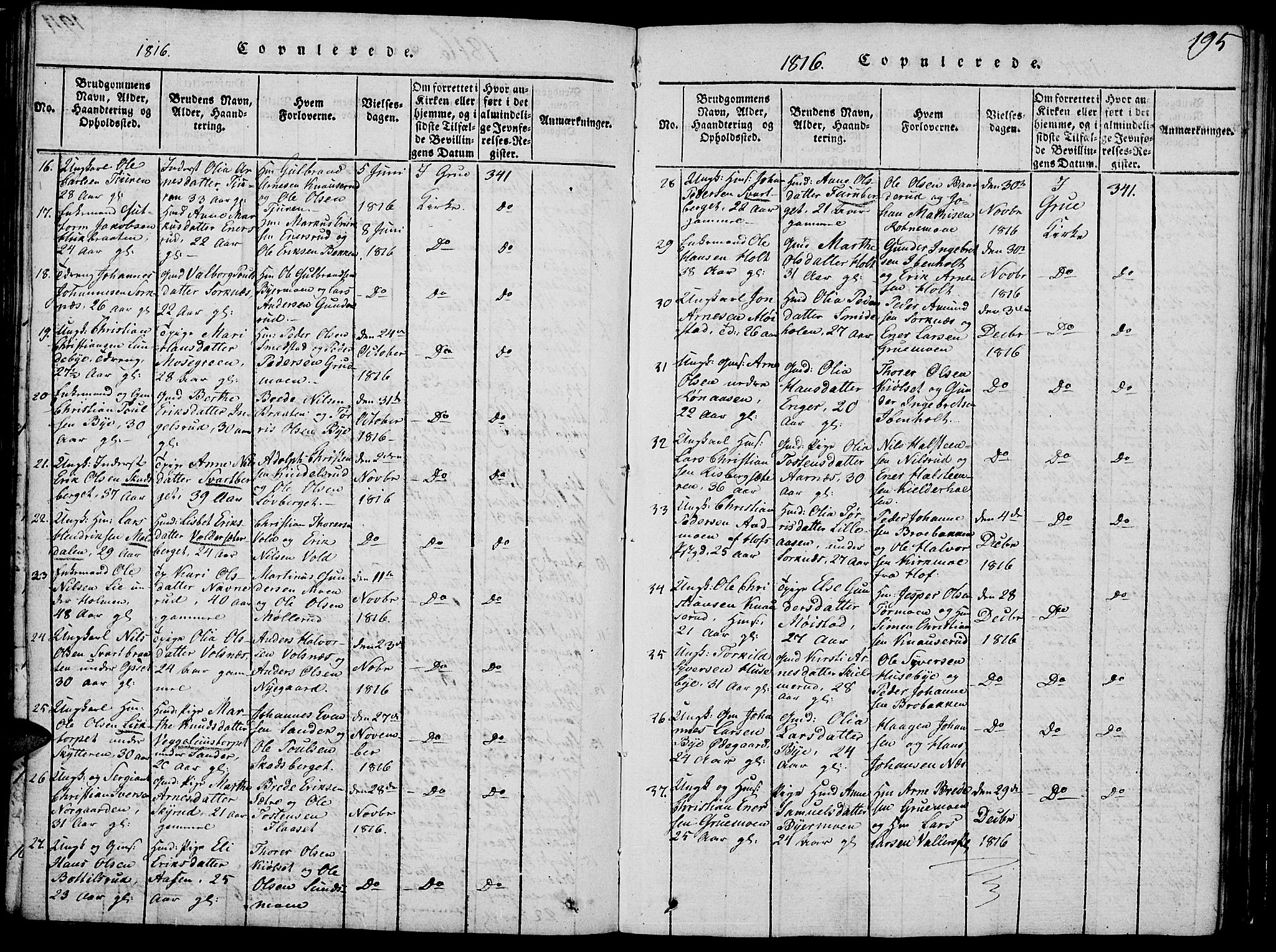 Grue prestekontor, AV/SAH-PREST-036/H/Ha/Hab/L0002: Parish register (copy) no. 2, 1815-1841, p. 195