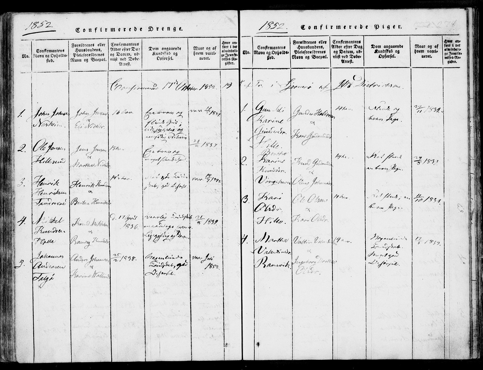 Nedstrand sokneprestkontor, AV/SAST-A-101841/01/IV: Parish register (official) no. A 7, 1816-1870, p. 278