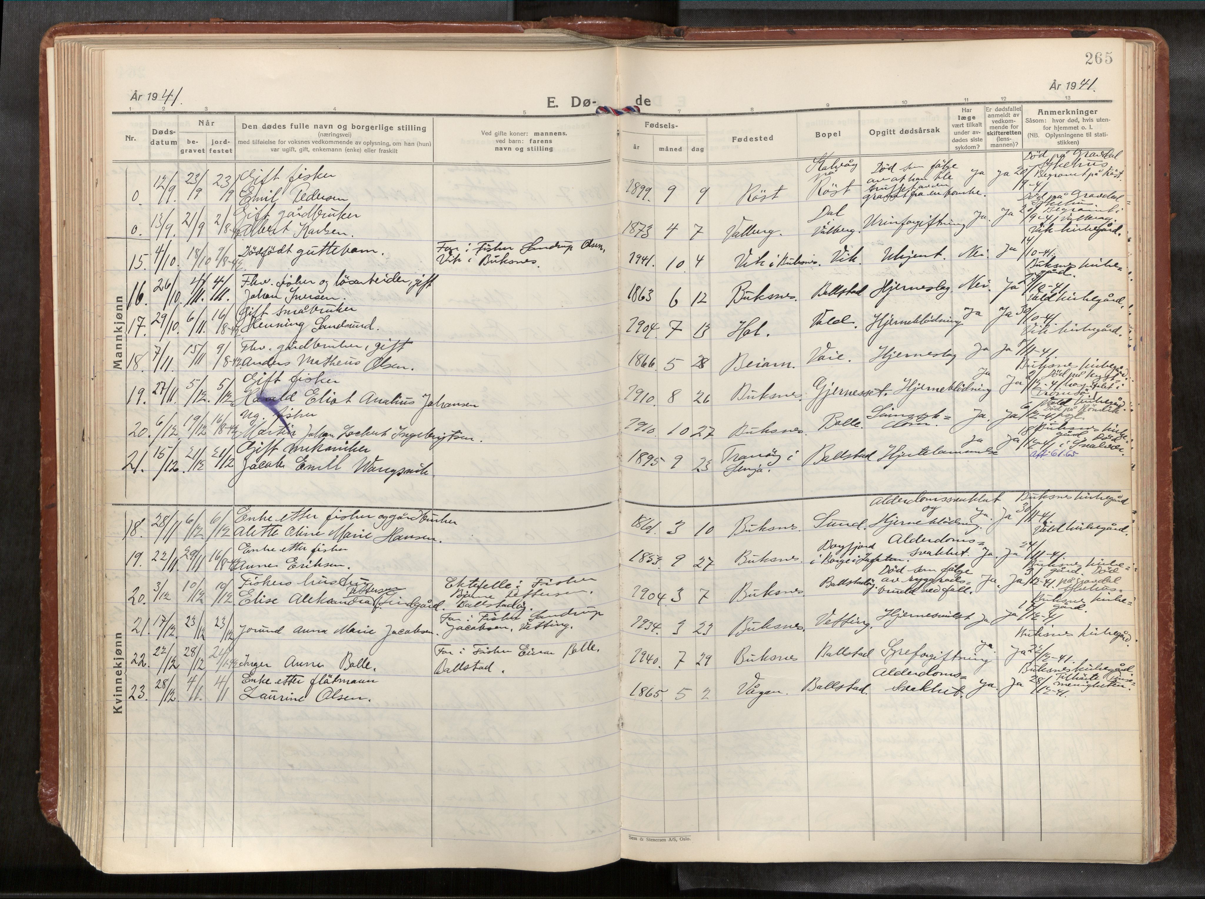 Ministerialprotokoller, klokkerbøker og fødselsregistre - Nordland, AV/SAT-A-1459/881/L1161: Parish register (official) no. 881A14, 1932-1955, p. 265