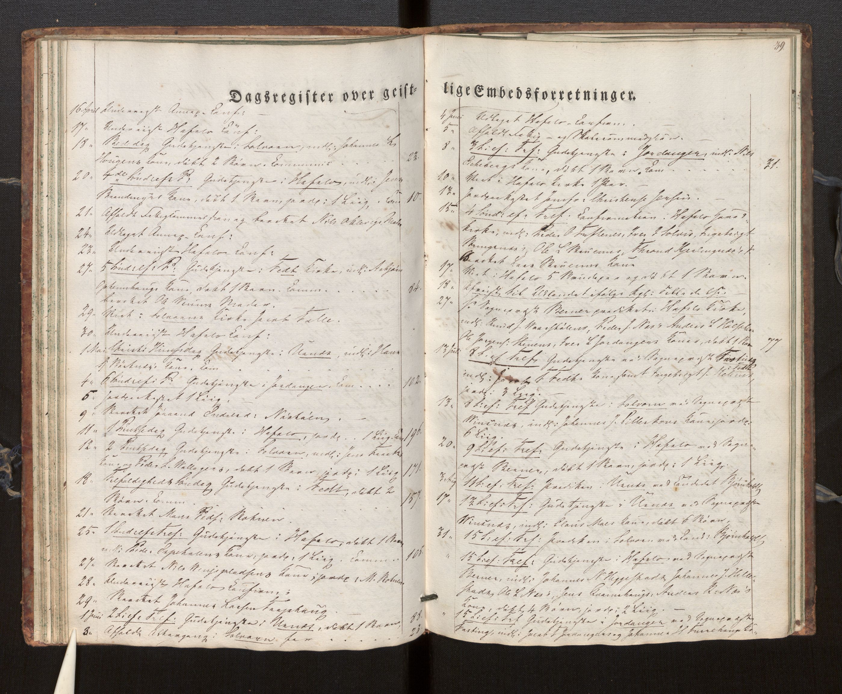 Hafslo sokneprestembete, SAB/A-80301/H/Haa/Haaf/L0001: Diary records no. F 1, 1834-1854, p. 39