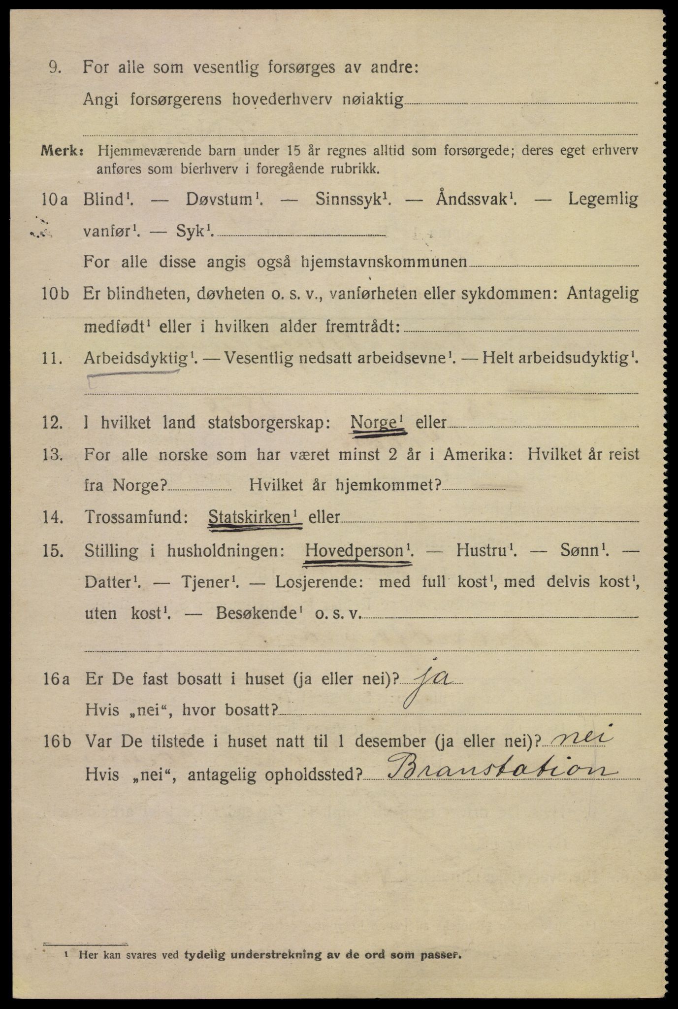 SAKO, 1920 census for Kragerø, 1920, p. 5450