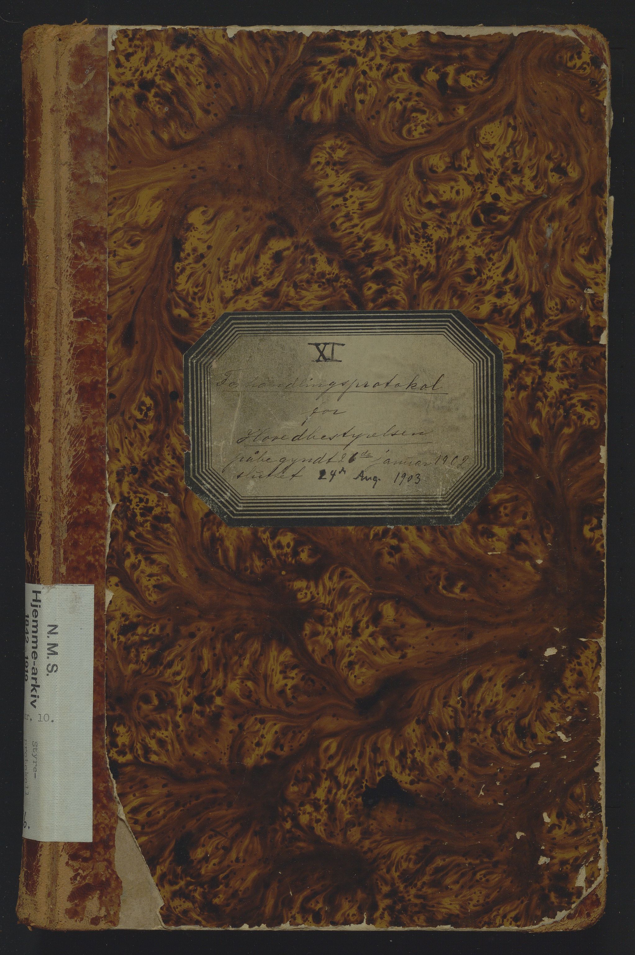 Det Norske Misjonsselskap - hovedadministrasjonen, VID/MA-A-1045/D/Da/Daa/L0016: Styreprotokoll nr. XI, 26. januar 1902 - 24. august 1903, 1902-1903