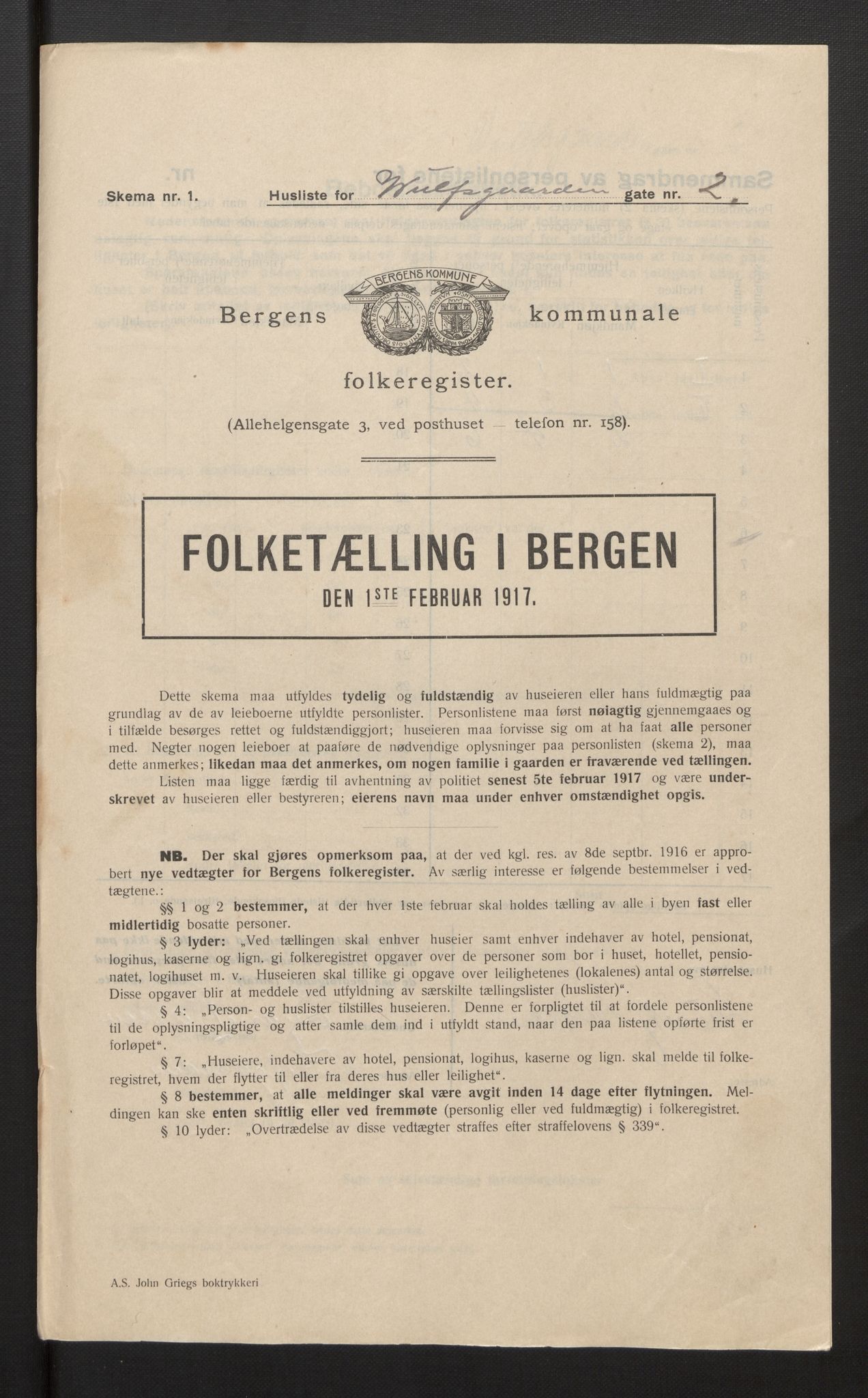 SAB, Municipal Census 1917 for Bergen, 1917, p. 45565