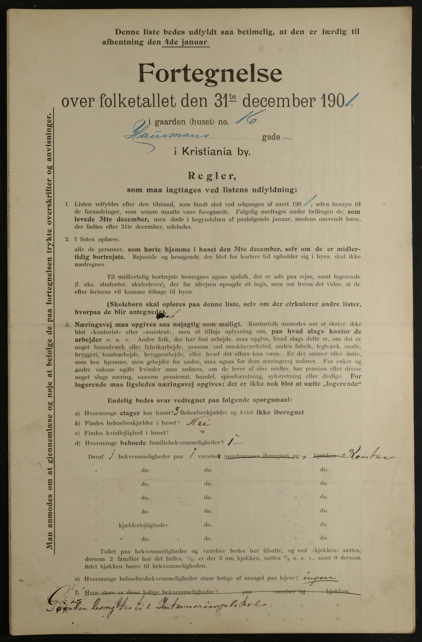 OBA, Municipal Census 1901 for Kristiania, 1901, p. 5649