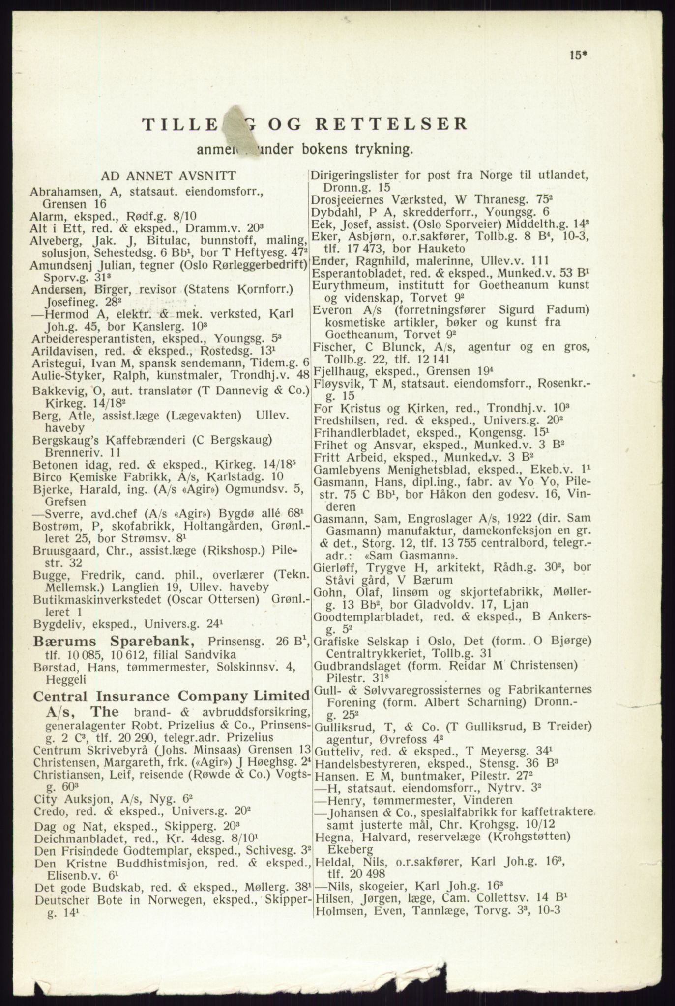 Kristiania/Oslo adressebok, PUBL/-, 1933, p. 15