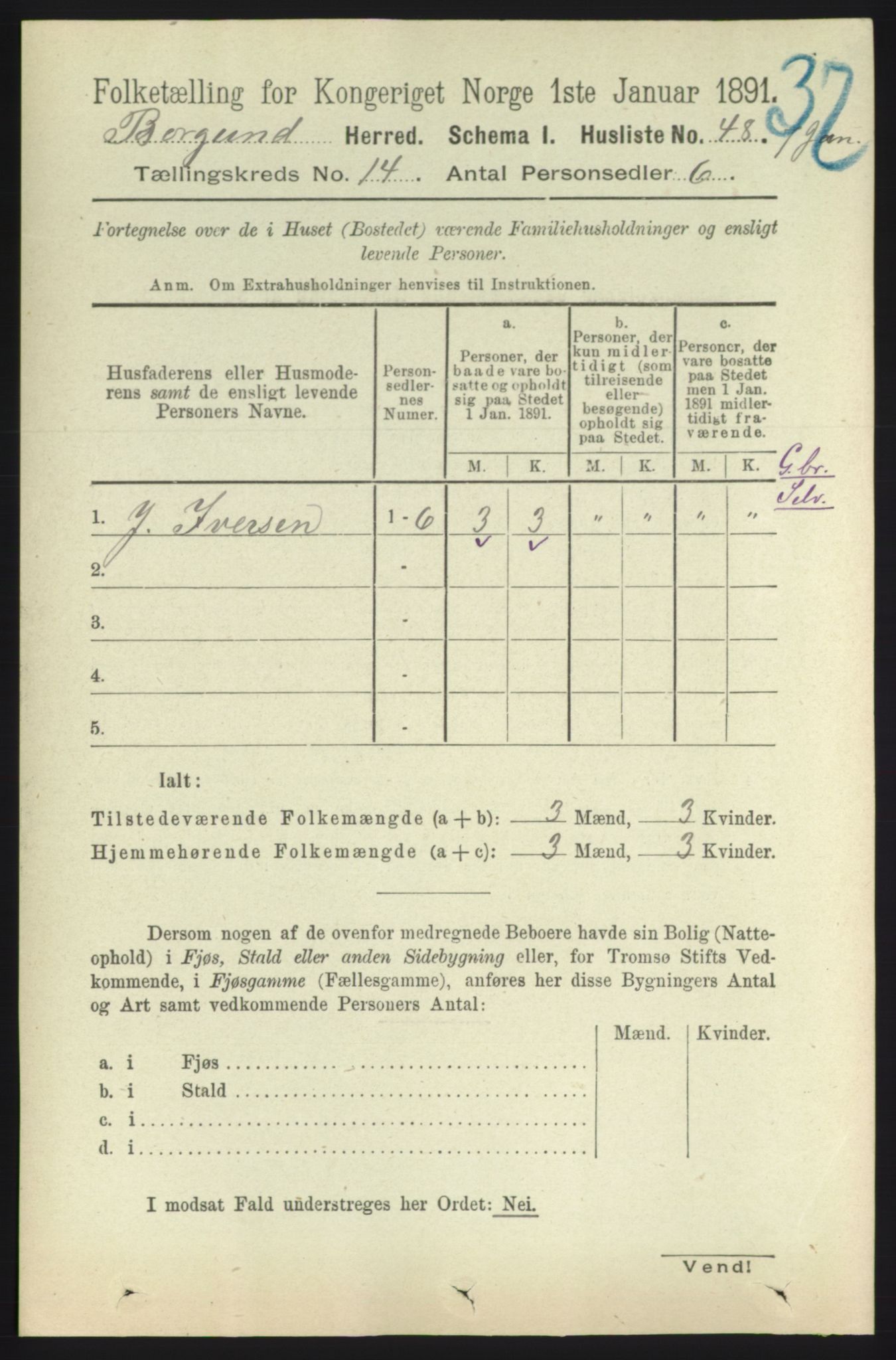 RA, 1891 census for 1531 Borgund, 1891, p. 4069