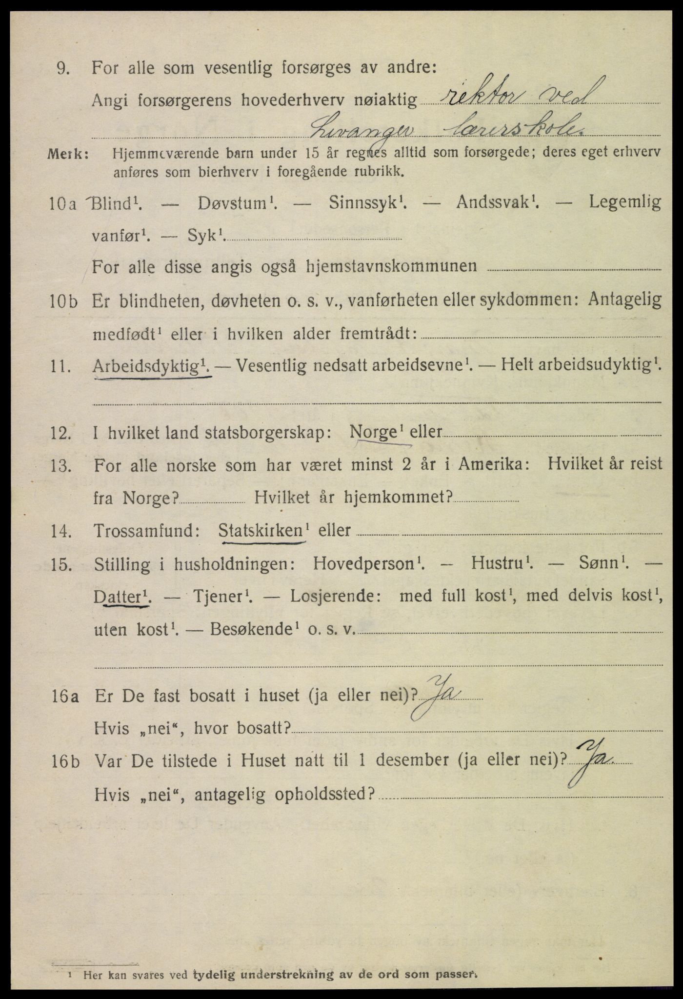 SAT, 1920 census for Levanger town, 1920, p. 2811