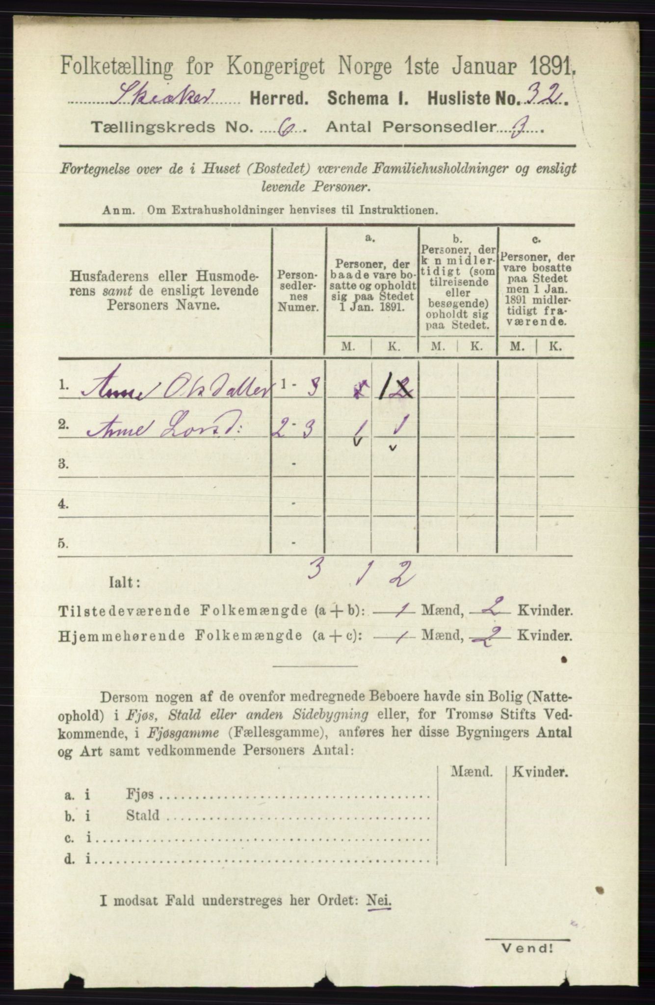 RA, 1891 census for 0513 Skjåk, 1891, p. 2013