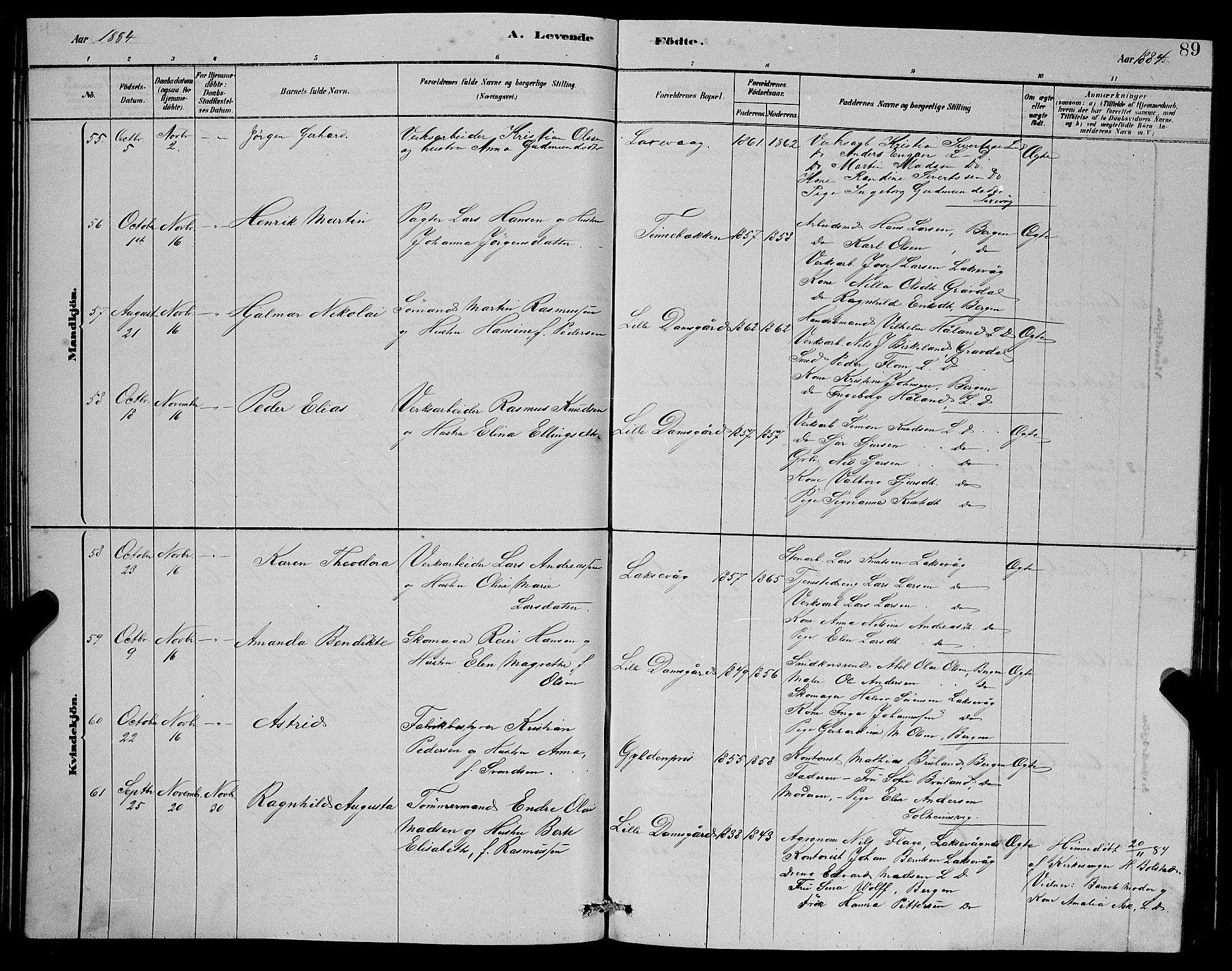 Laksevåg Sokneprestembete, SAB/A-76501/H/Ha/Hab/Haba/L0002: Parish register (copy) no. A 2, 1877-1887, p. 89