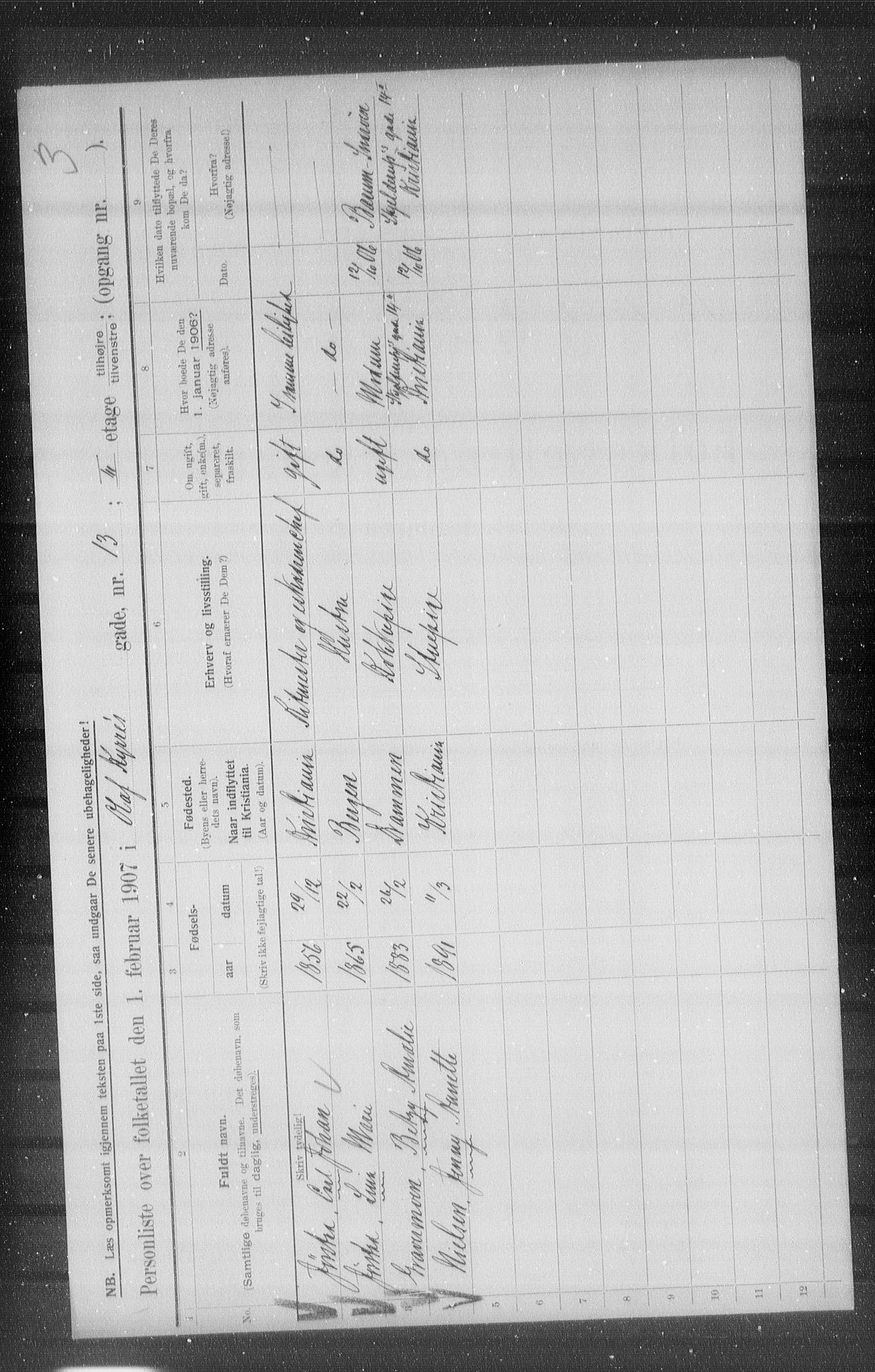 OBA, Municipal Census 1907 for Kristiania, 1907, p. 38625