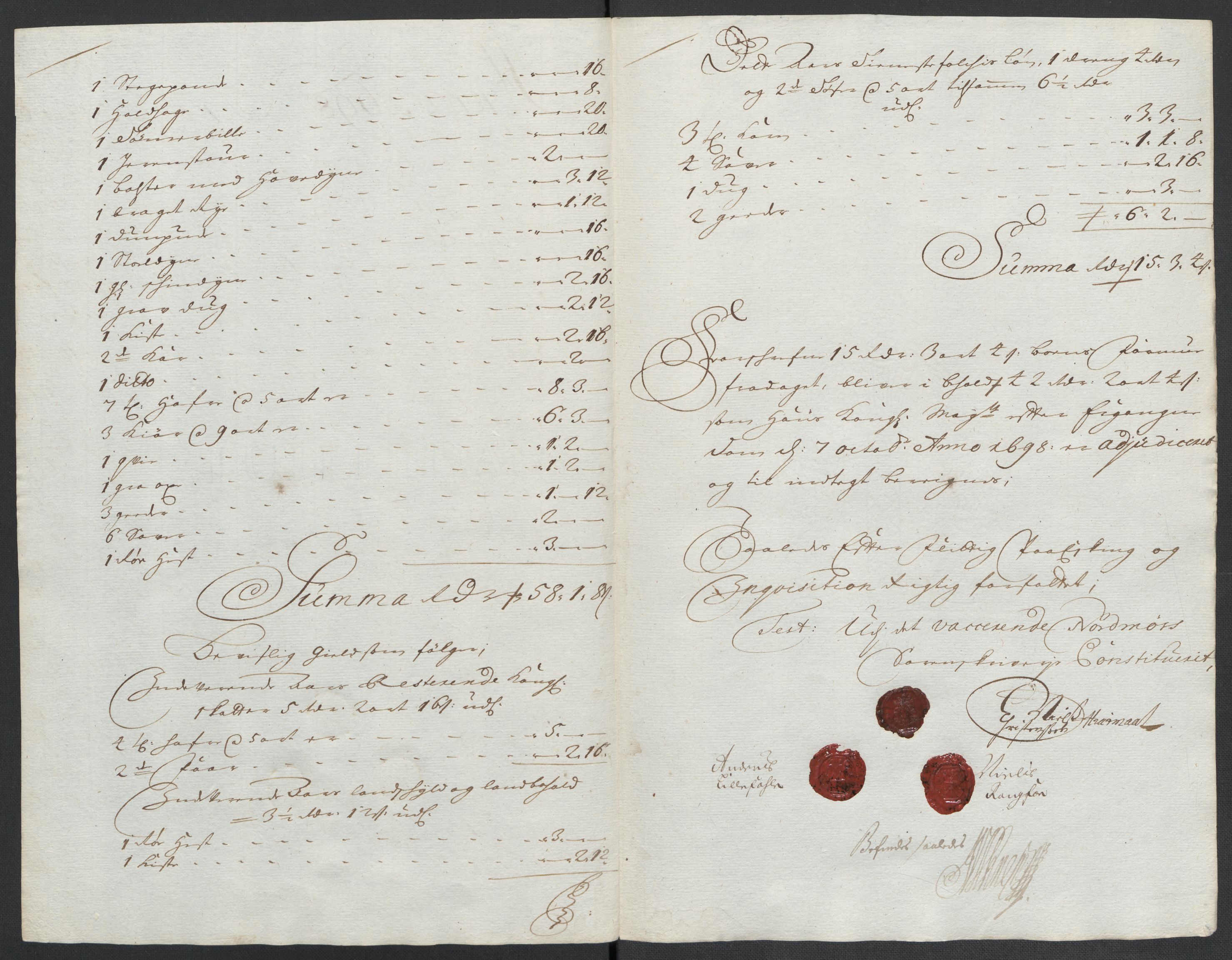 Rentekammeret inntil 1814, Reviderte regnskaper, Fogderegnskap, RA/EA-4092/R56/L3737: Fogderegnskap Nordmøre, 1697-1698, p. 298