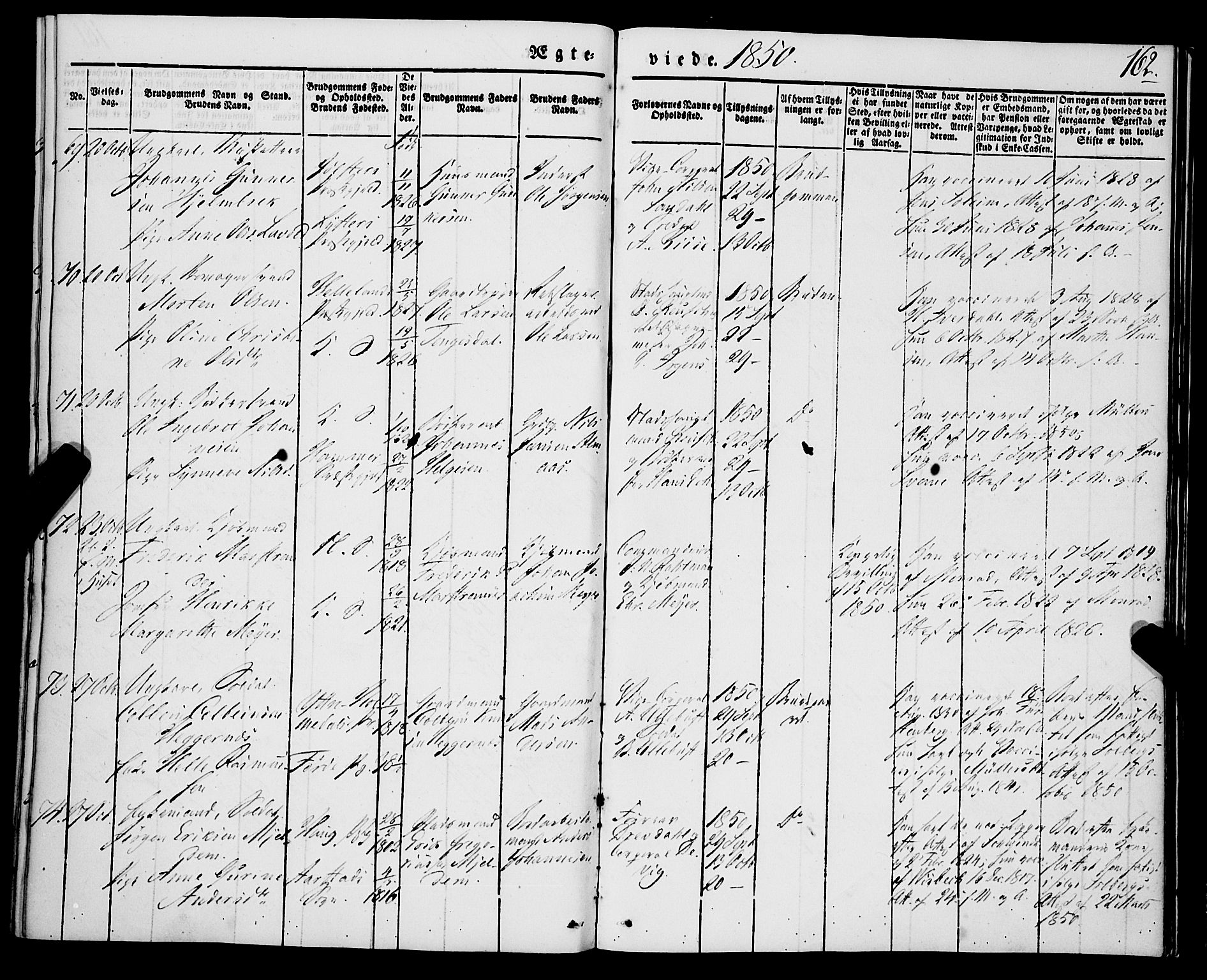 Korskirken sokneprestembete, SAB/A-76101/H/Haa/L0034: Parish register (official) no. D 1, 1832-1852, p. 162