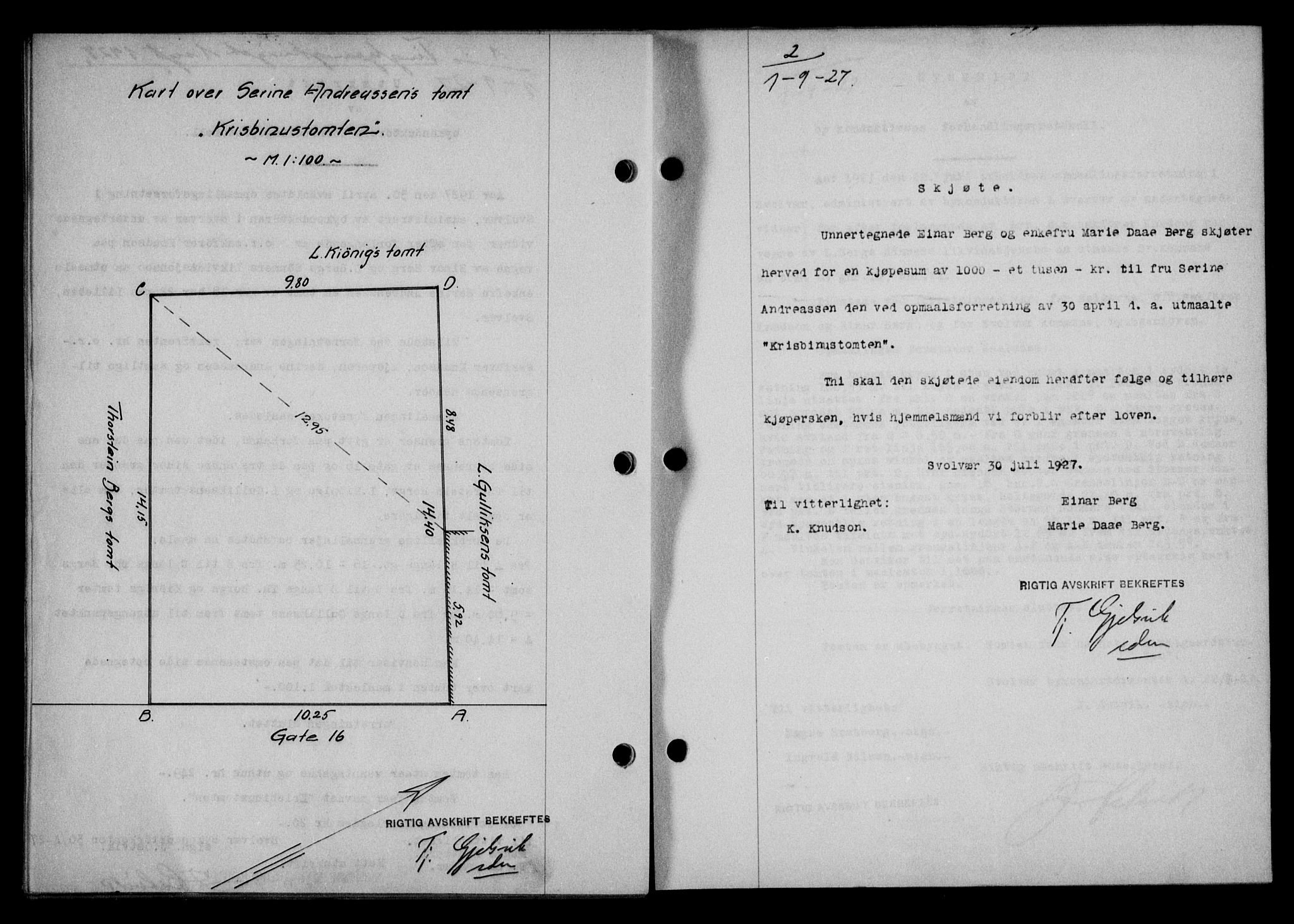 Lofoten sorenskriveri, AV/SAT-A-0017/1/2/2C/L0016b: Mortgage book no. 16b, 1927-1927, Deed date: 01.09.1927