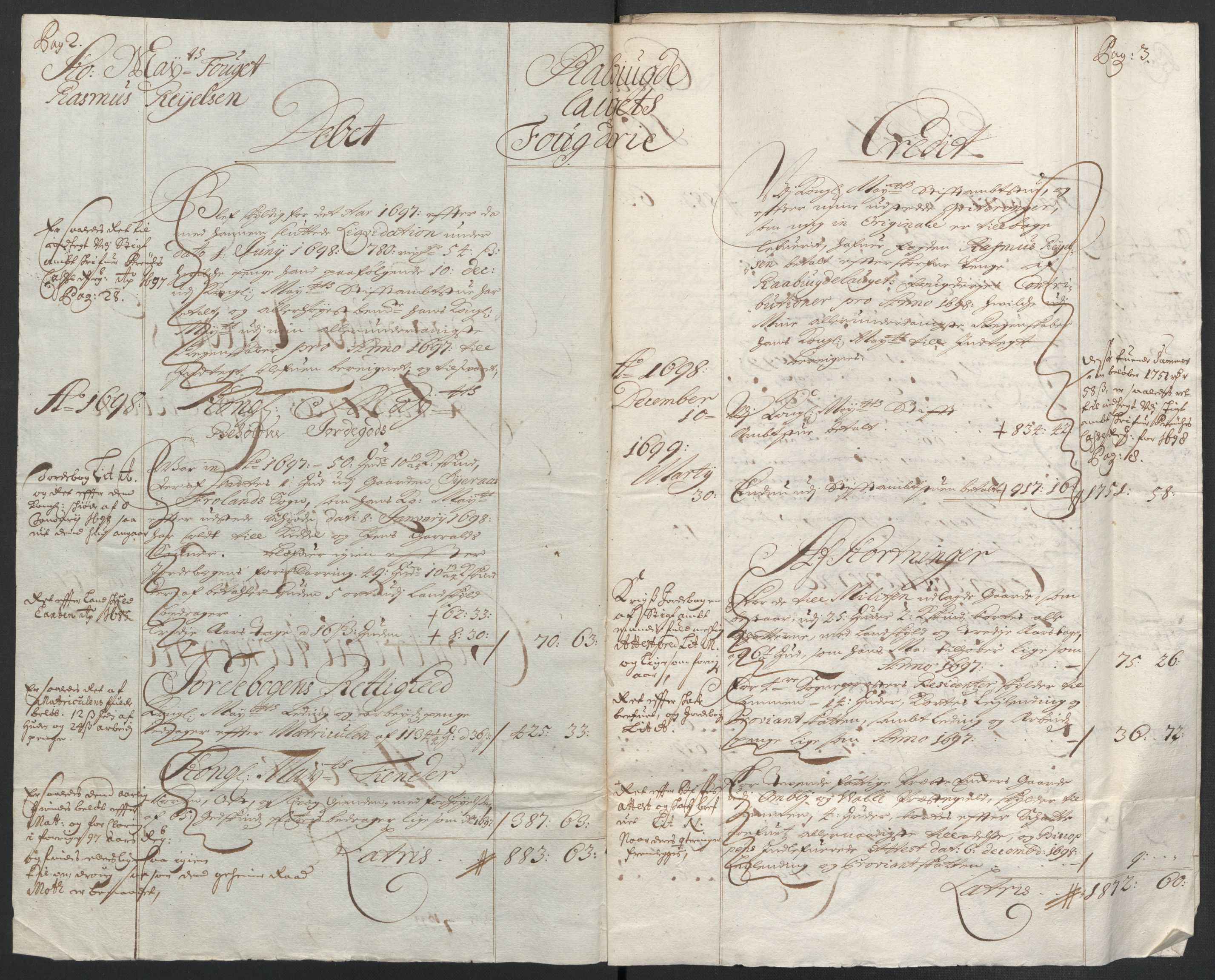 Rentekammeret inntil 1814, Reviderte regnskaper, Fogderegnskap, AV/RA-EA-4092/R40/L2445: Fogderegnskap Råbyggelag, 1697-1699, p. 91