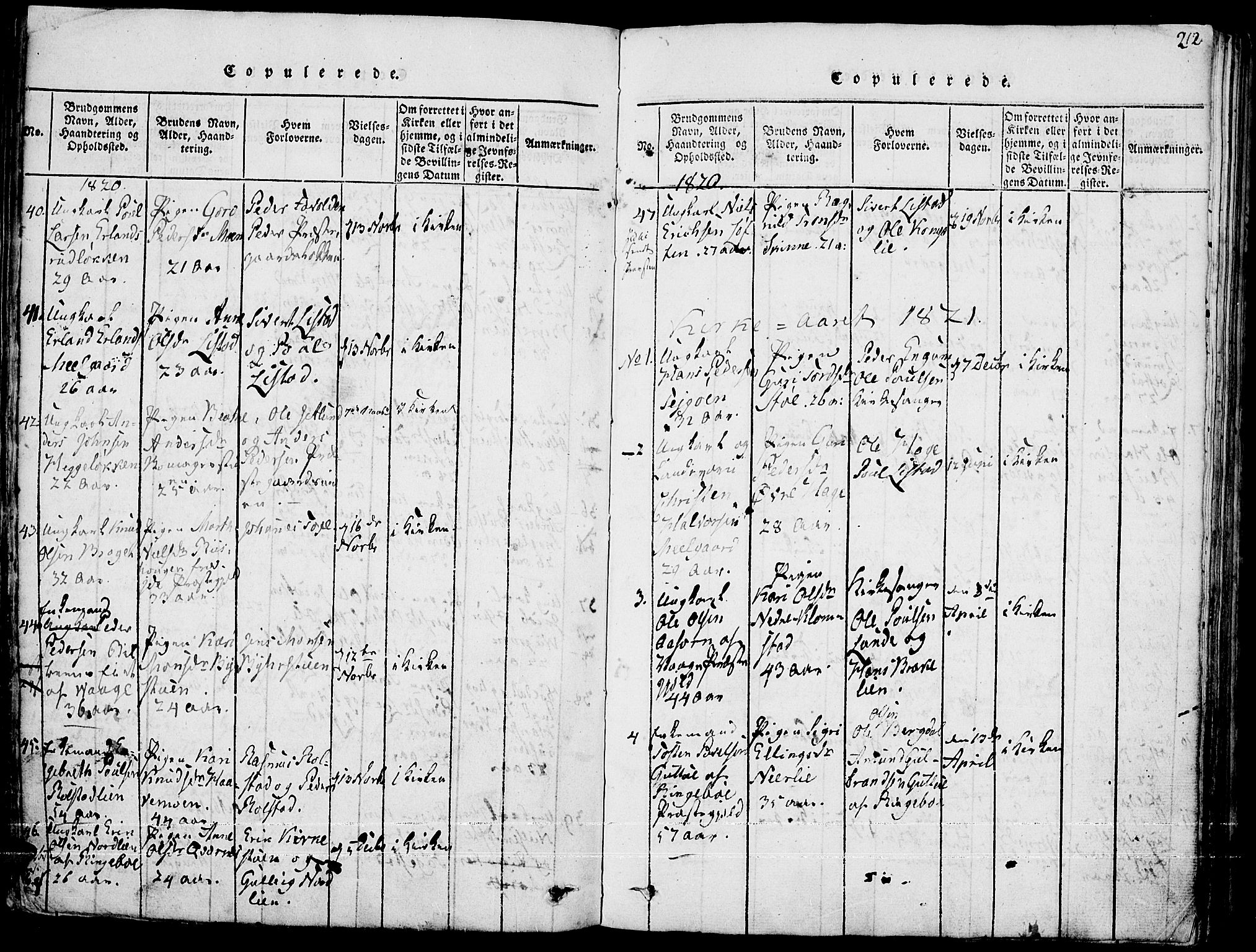 Fron prestekontor, SAH/PREST-078/H/Ha/Haa/L0002: Parish register (official) no. 2, 1816-1827, p. 212