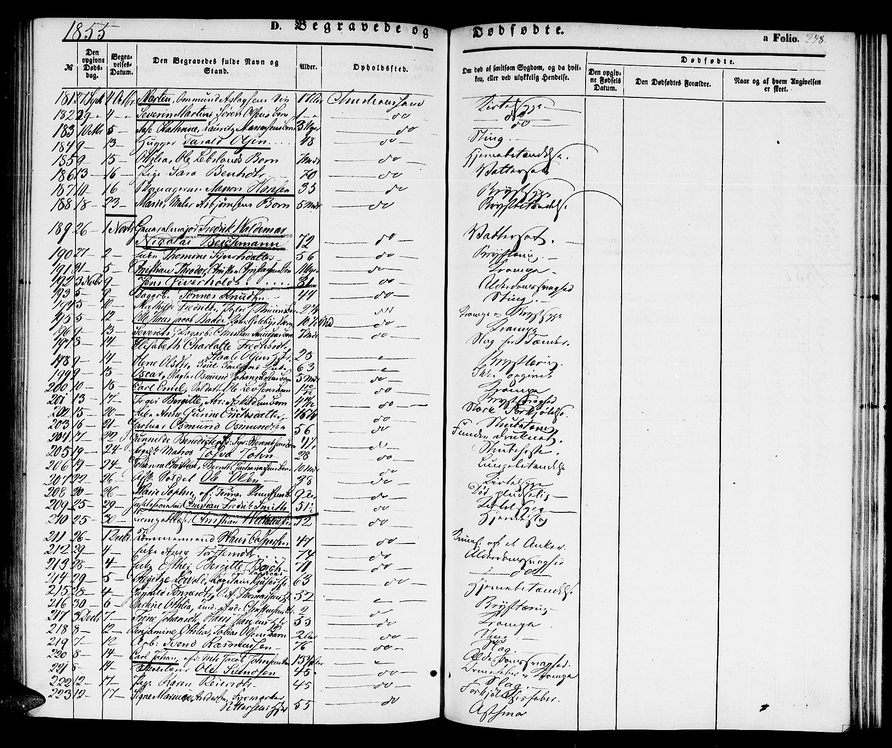 Kristiansand domprosti, SAK/1112-0006/F/Fb/L0011: Parish register (copy) no. B 11, 1851-1861, p. 248