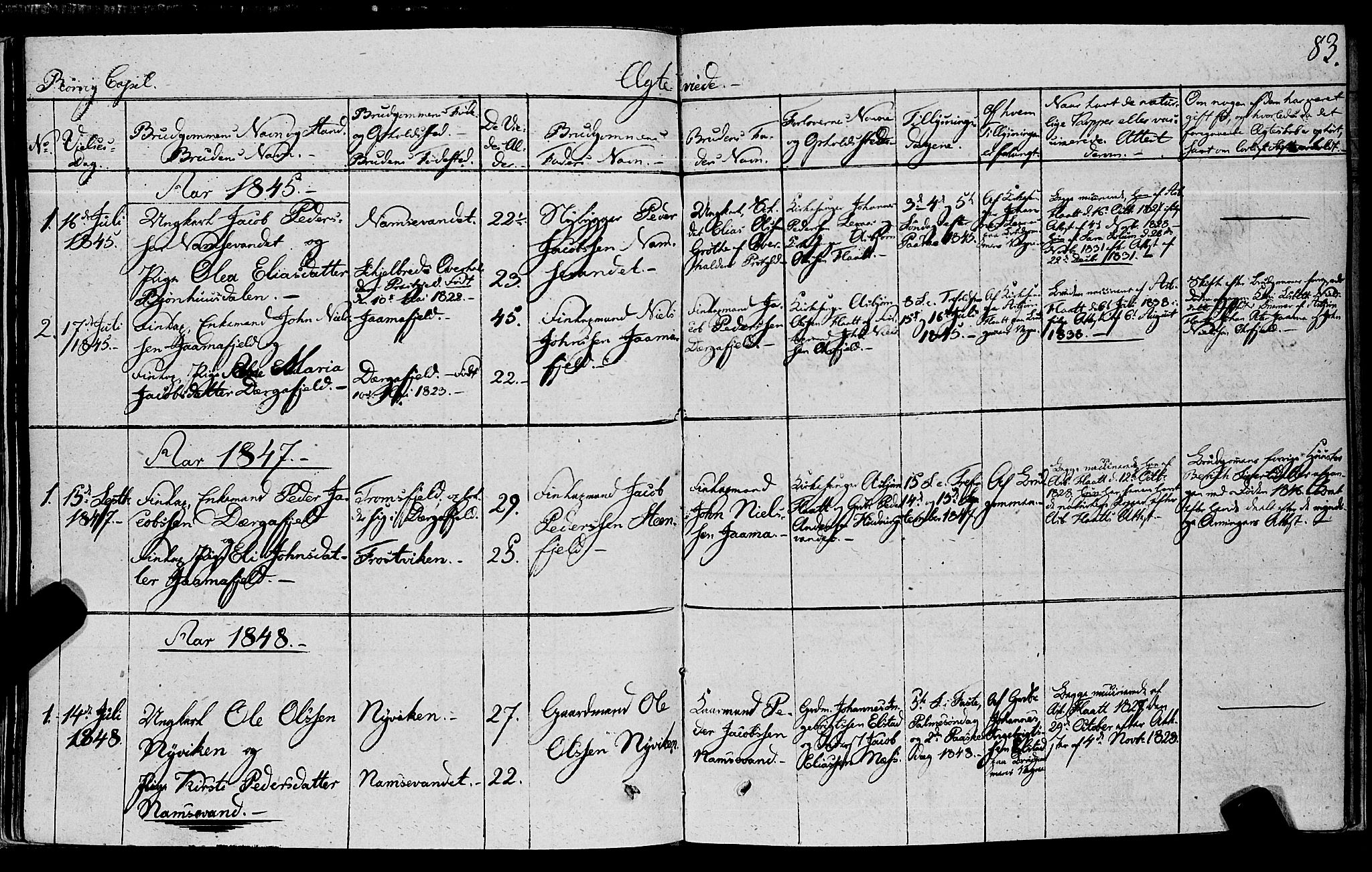 Ministerialprotokoller, klokkerbøker og fødselsregistre - Nord-Trøndelag, SAT/A-1458/762/L0538: Parish register (official) no. 762A02 /1, 1833-1879, p. 83