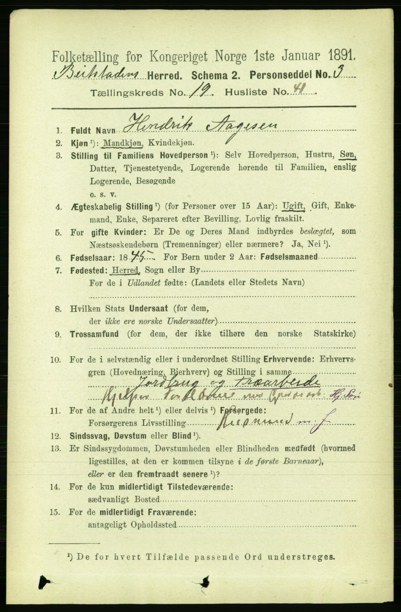 RA, 1891 census for 1727 Beitstad, 1891, p. 5061