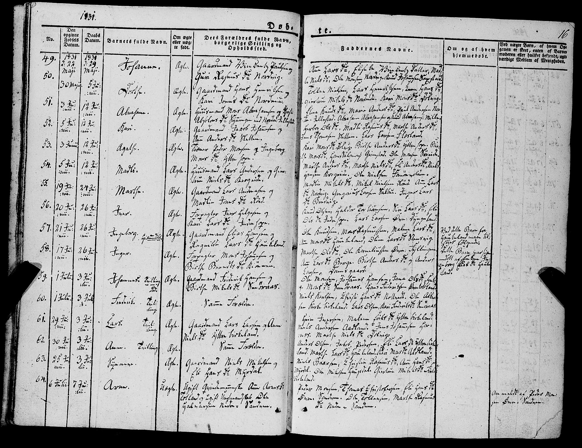 Fana Sokneprestembete, SAB/A-75101/H/Haa/Haaa/L0008: Parish register (official) no. A 8, 1829-1851, p. 16