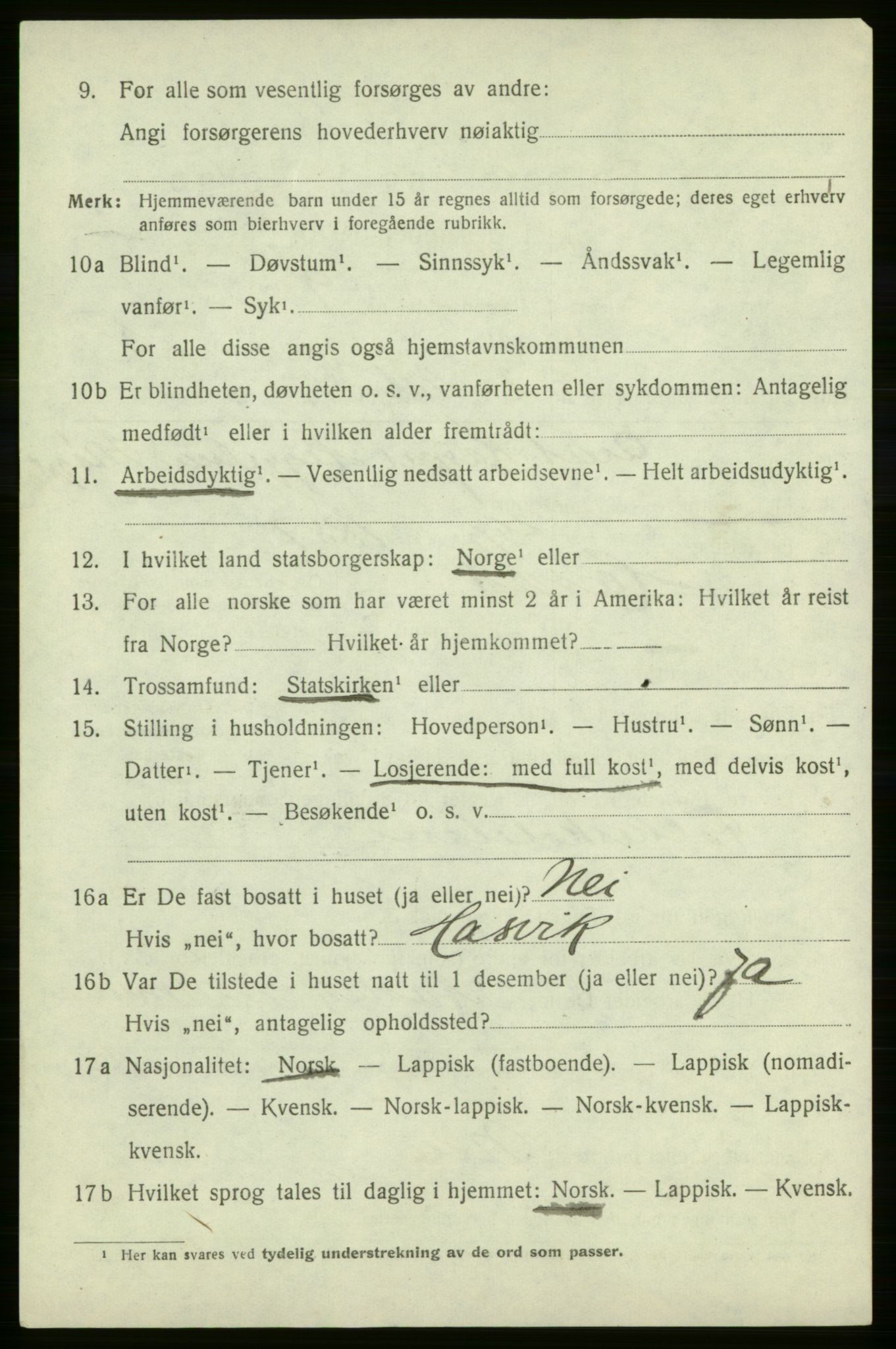 SATØ, 1920 census for Hasvik, 1920, p. 2342