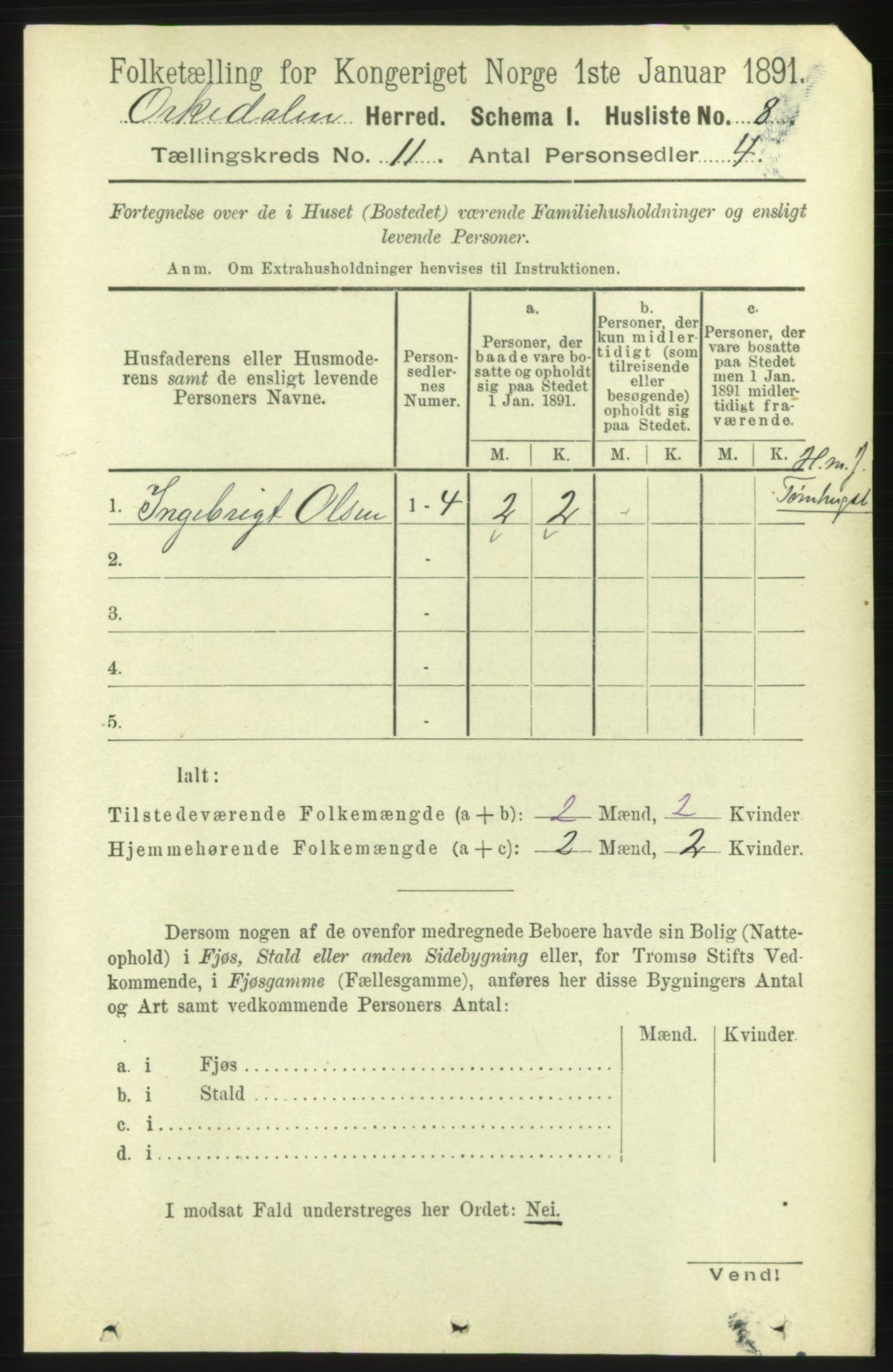 RA, 1891 census for 1638 Orkdal, 1891, p. 5087