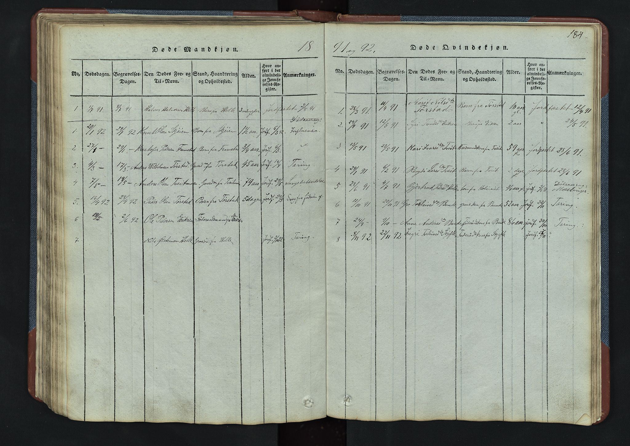 Vang prestekontor, Valdres, SAH/PREST-140/H/Hb/L0003: Parish register (copy) no. 3, 1814-1892, p. 184