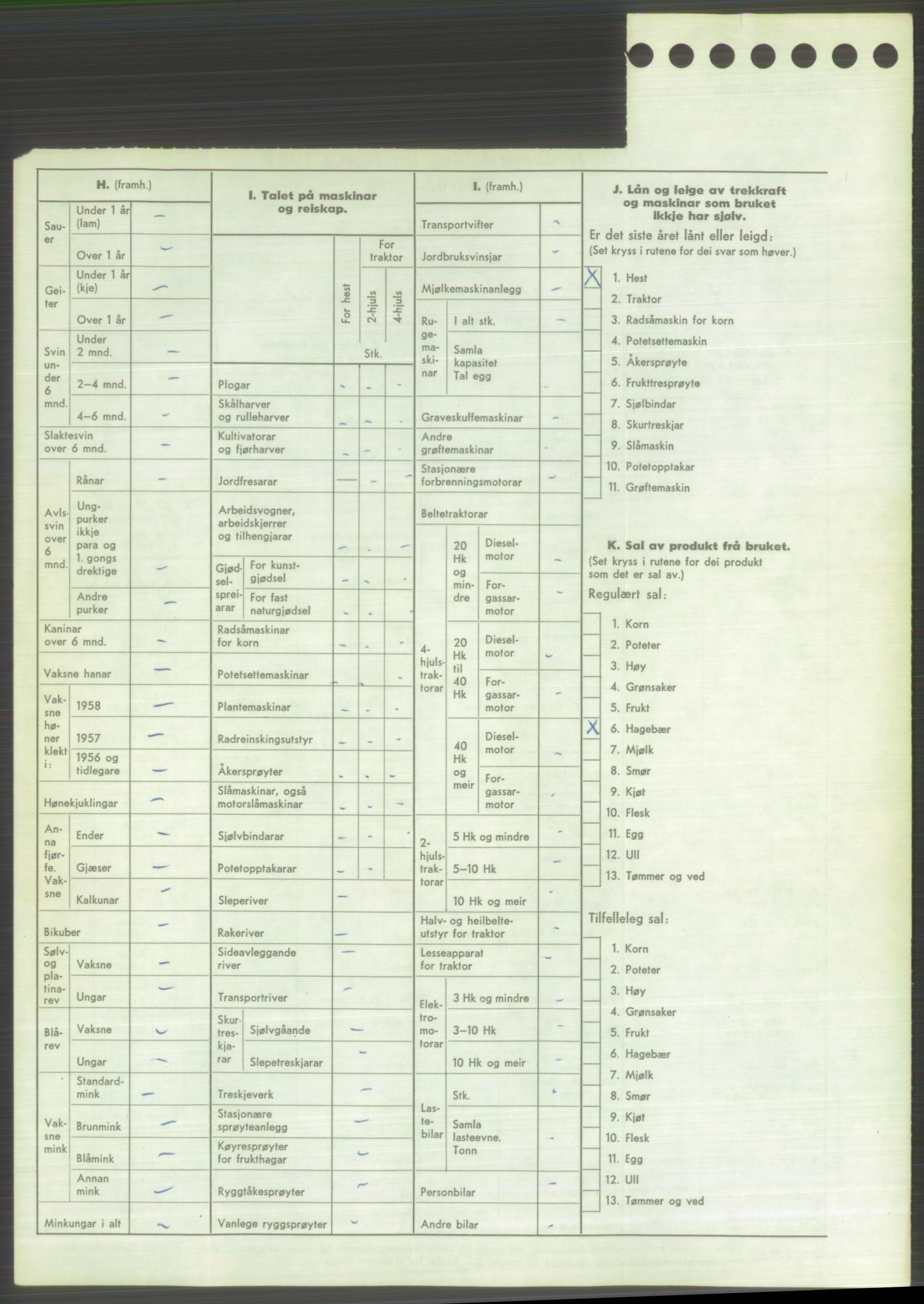 Statistisk sentralbyrå, Næringsøkonomiske emner, Jordbruk, skogbruk, jakt, fiske og fangst, AV/RA-S-2234/G/Gd/L0373: Rogaland: 1130 Strand (kl. 1-2), 1131 Årdal og 1132 Fister, 1959, p. 678