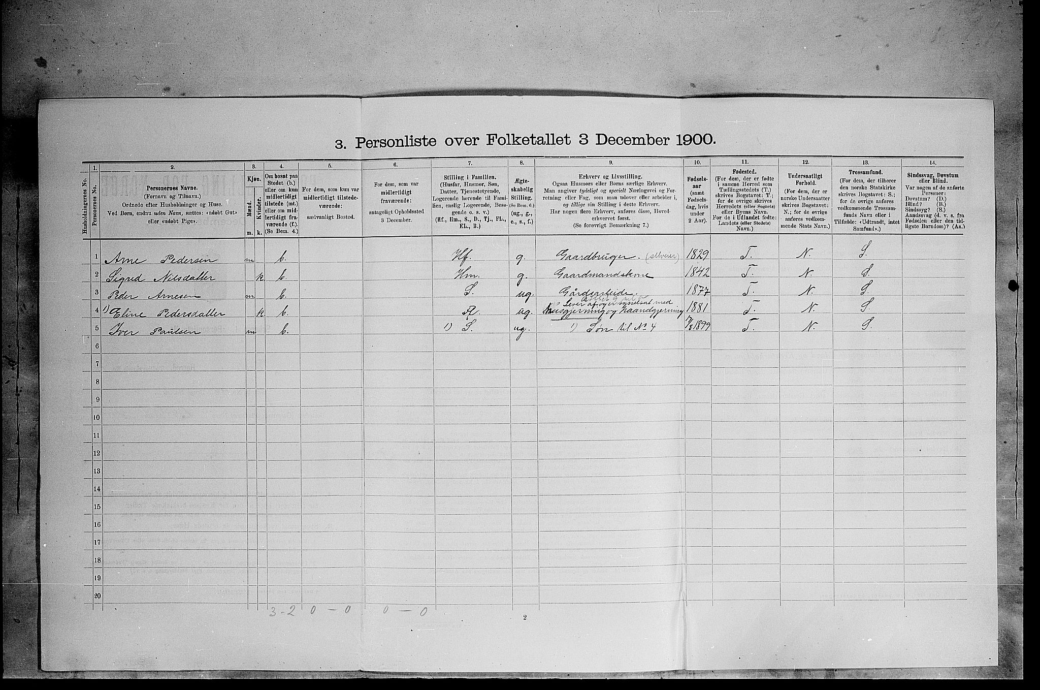 SAH, 1900 census for Kvikne, 1900, p. 290