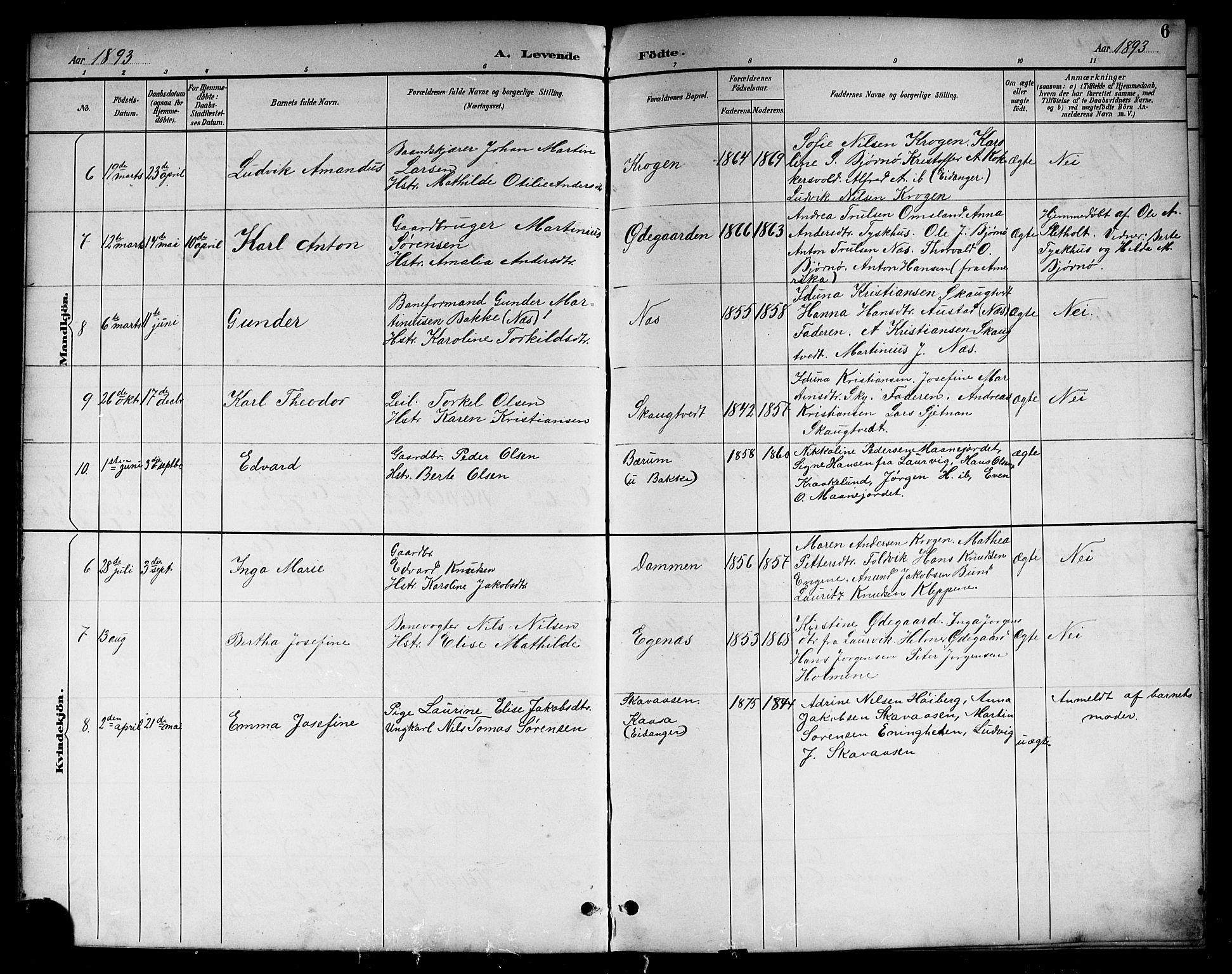 Brunlanes kirkebøker, SAKO/A-342/G/Gc/L0002: Parish register (copy) no. III 2, 1891-1922, p. 6