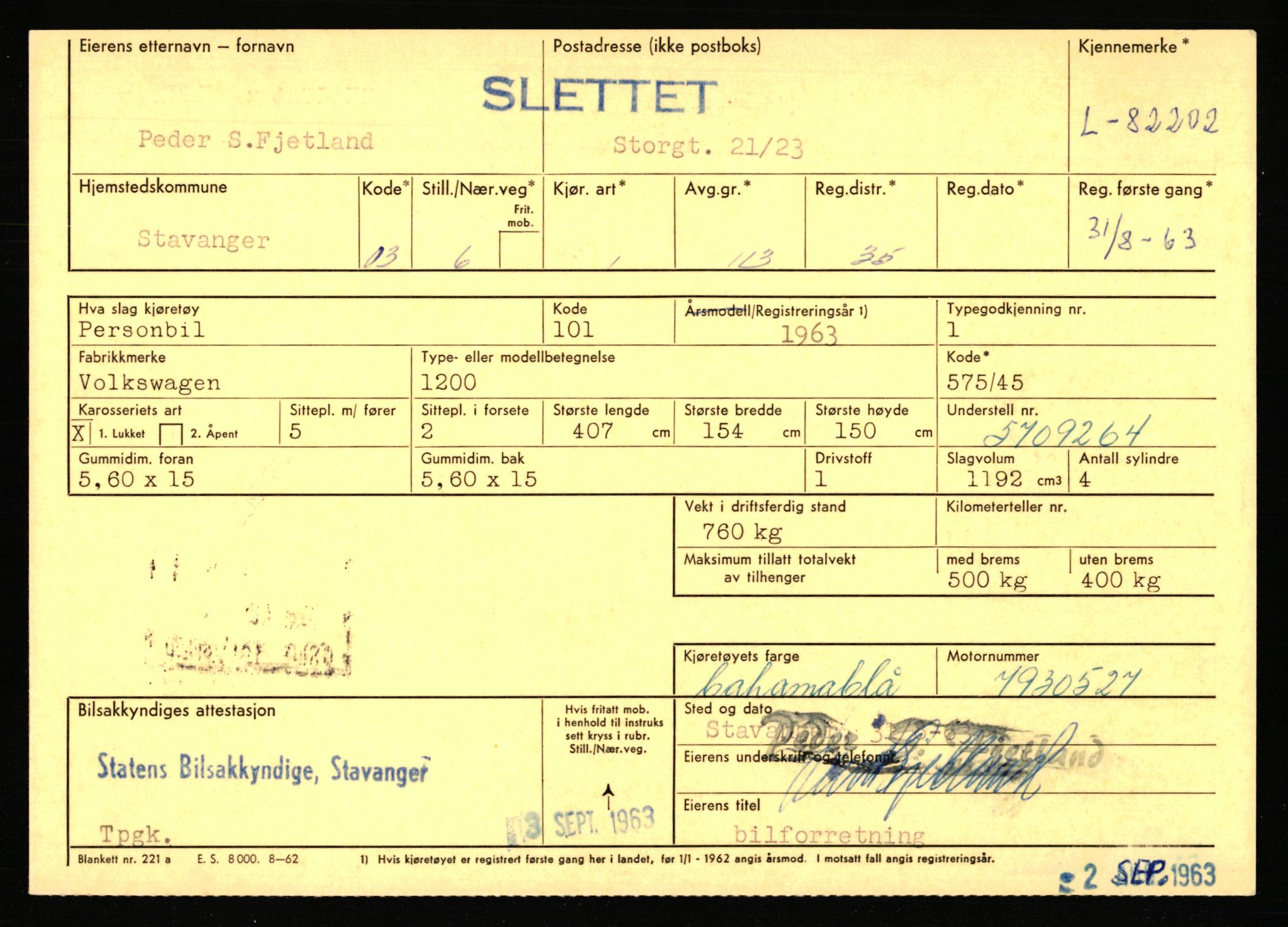 Stavanger trafikkstasjon, AV/SAST-A-101942/0/F/L0072: L-82200 - L-84099, 1930-1971, p. 7